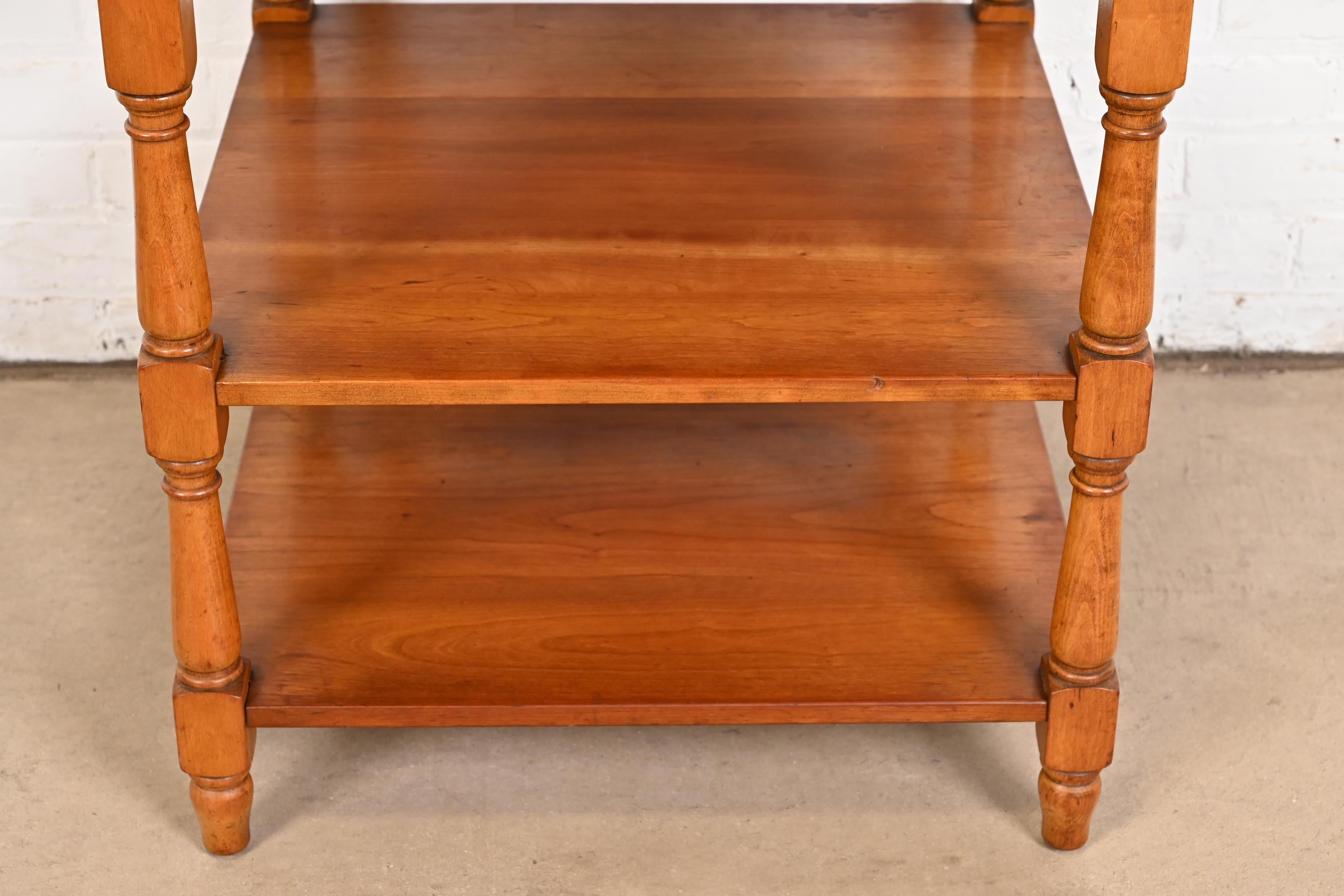 Stickley American Colonial Solid Cherry Wood Three-Tier Tea Table or Side Table 2
