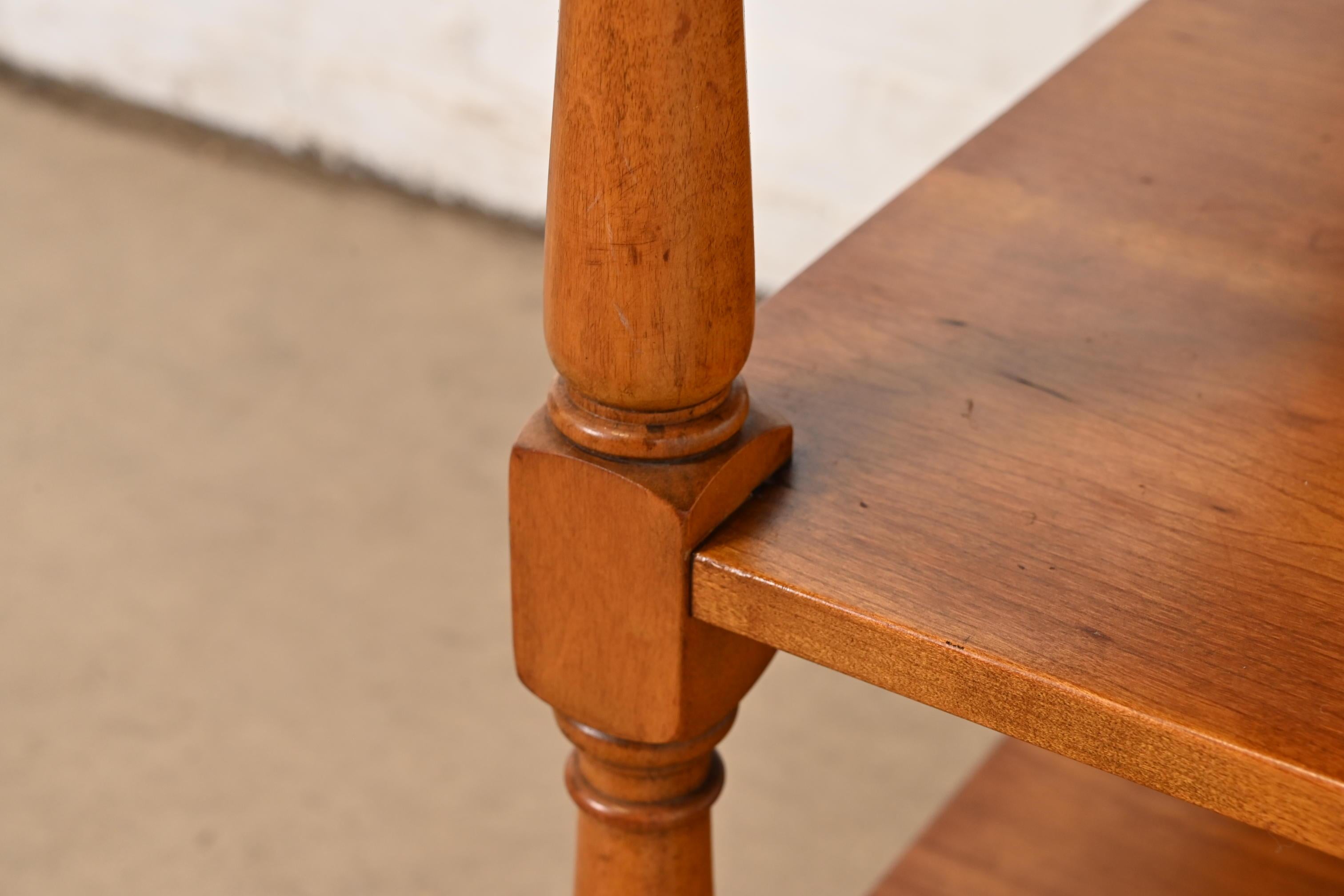 Stickley American Colonial Solid Cherry Wood Three-Tier Tea Table or Side Table 4