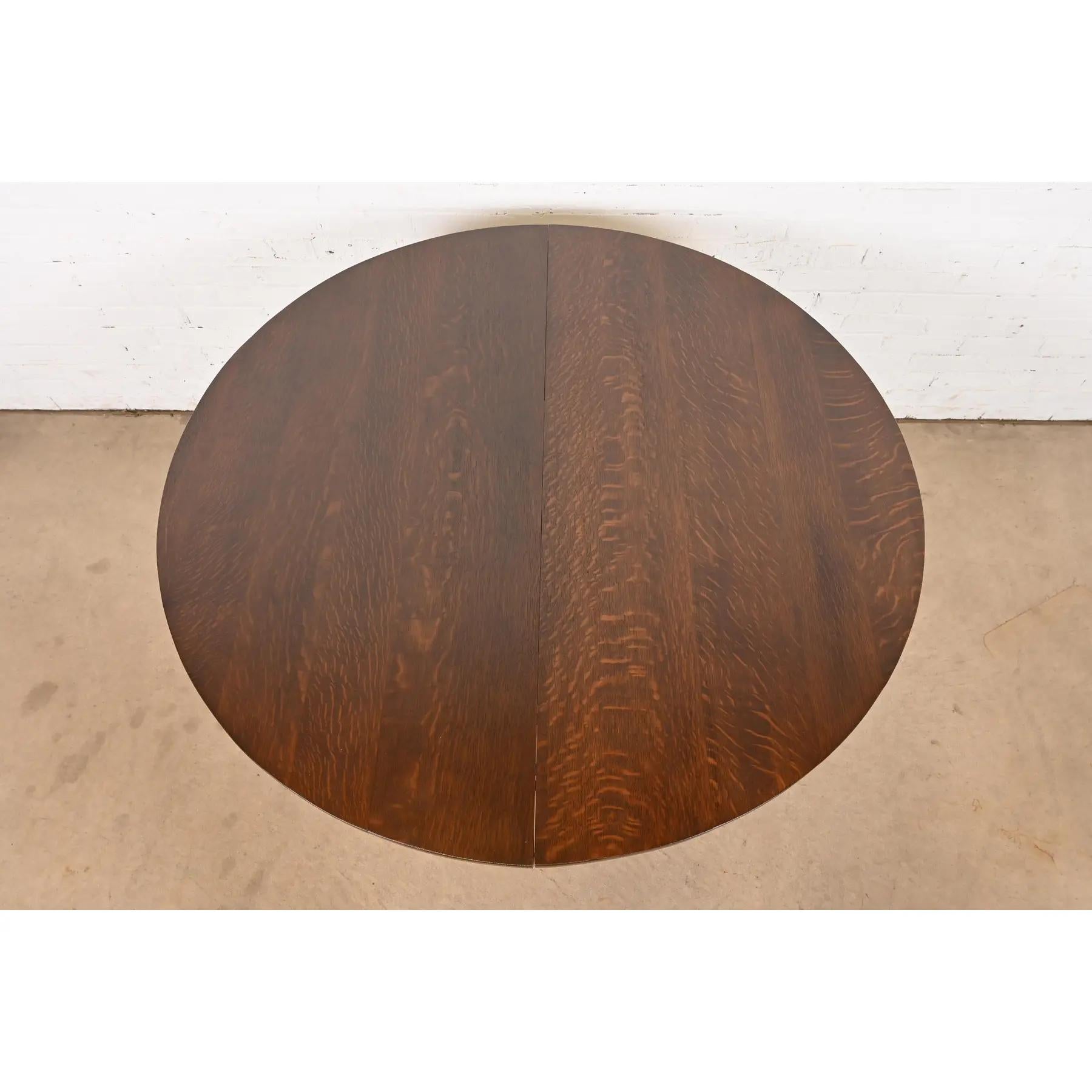 Mesa de comedor antigua Stickley Mission Oak Arts & Crafts, recién acabada en venta 3