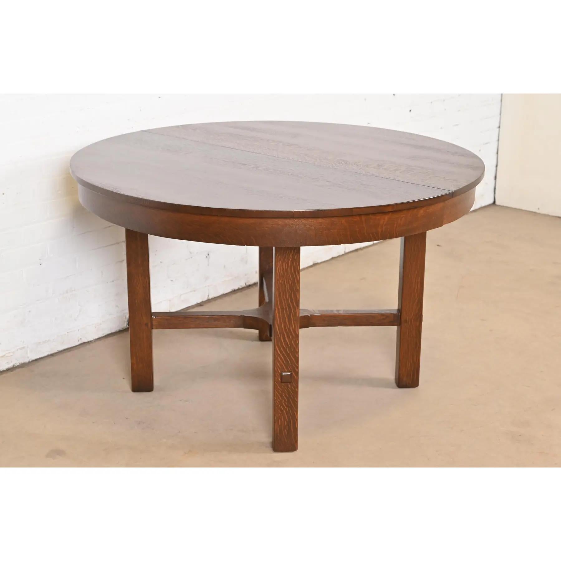 Mesa de comedor antigua Stickley Mission Oak Arts & Crafts, recién acabada en venta 1