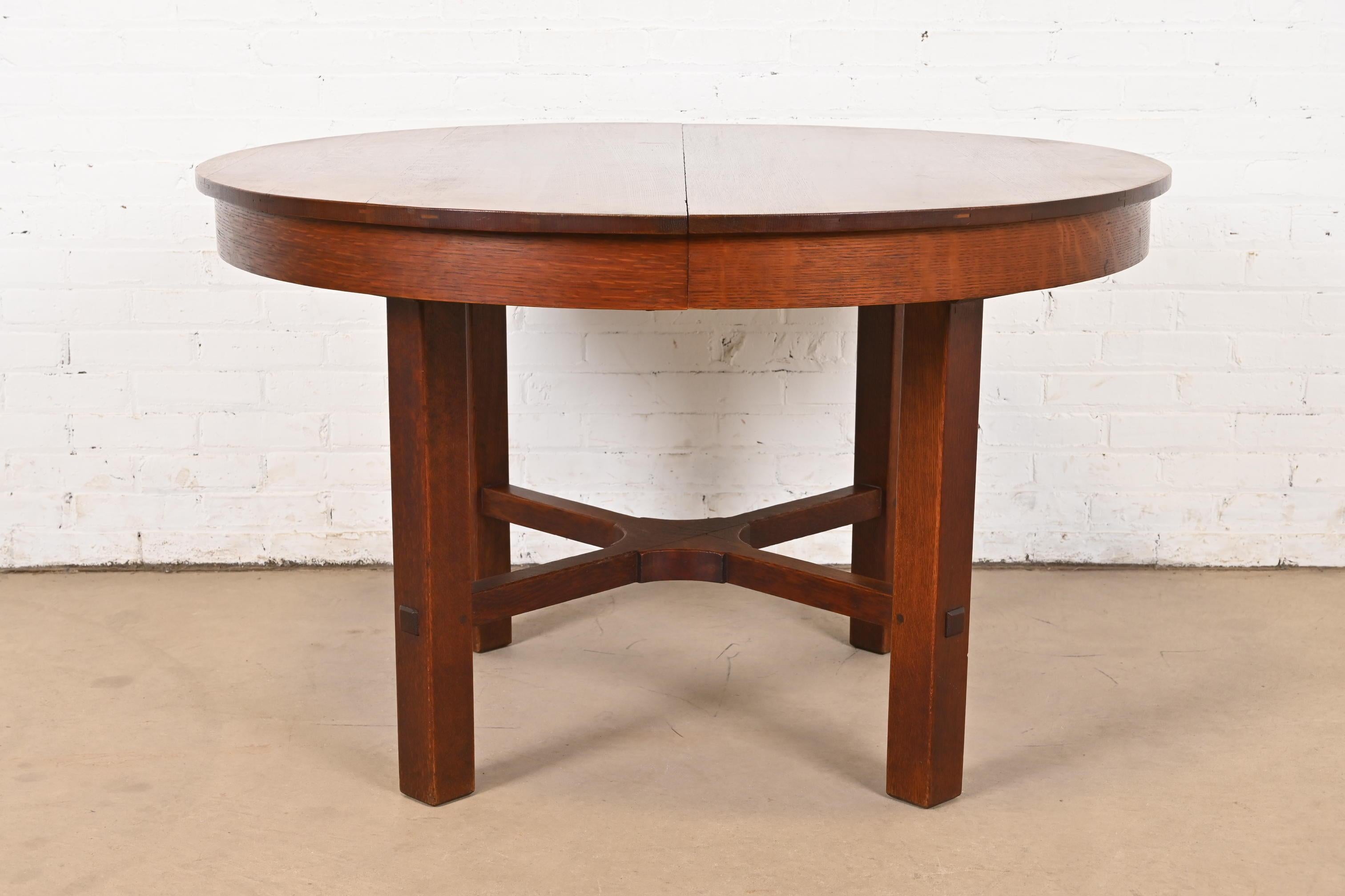 Arts and Crafts Table de salle à manger à rallonge Stickley Antique Mission Oak Arts & Craft, Circa 1900 en vente