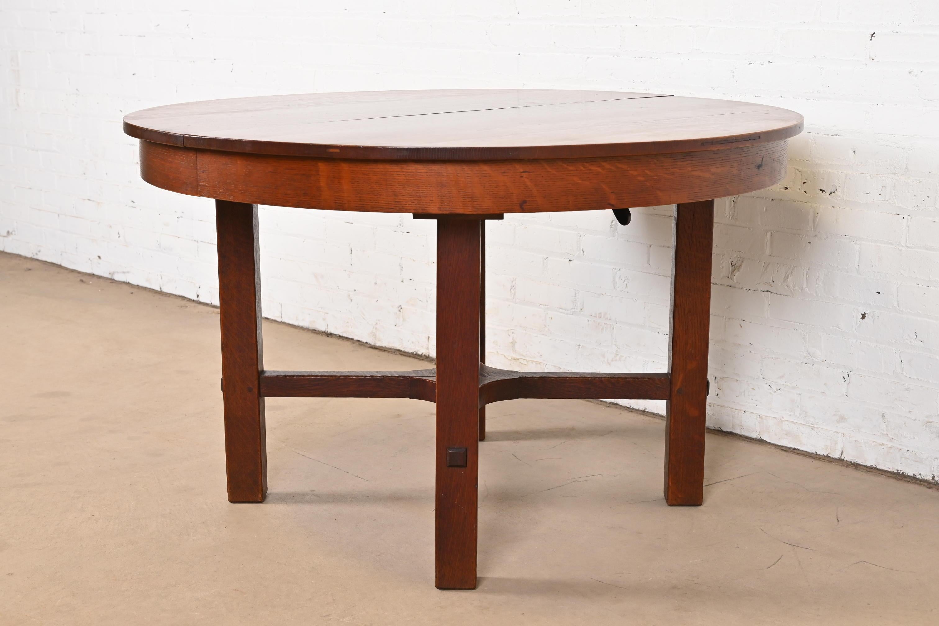 Américain Table de salle à manger à rallonge Stickley Antique Mission Oak Arts & Craft, Circa 1900 en vente