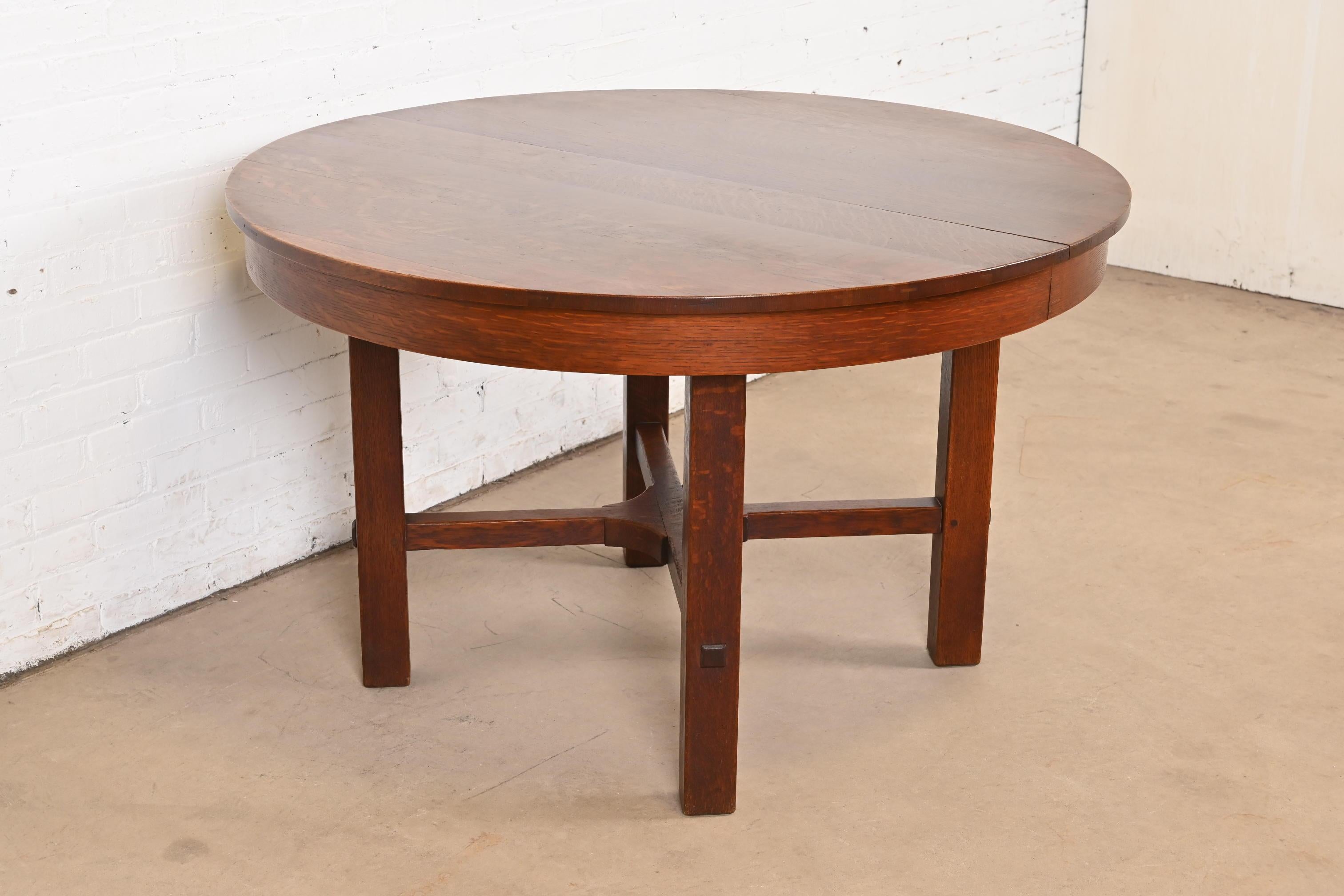 Table de salle à manger à rallonge Stickley Antique Mission Oak Arts & Craft, Circa 1900 Bon état - En vente à South Bend, IN