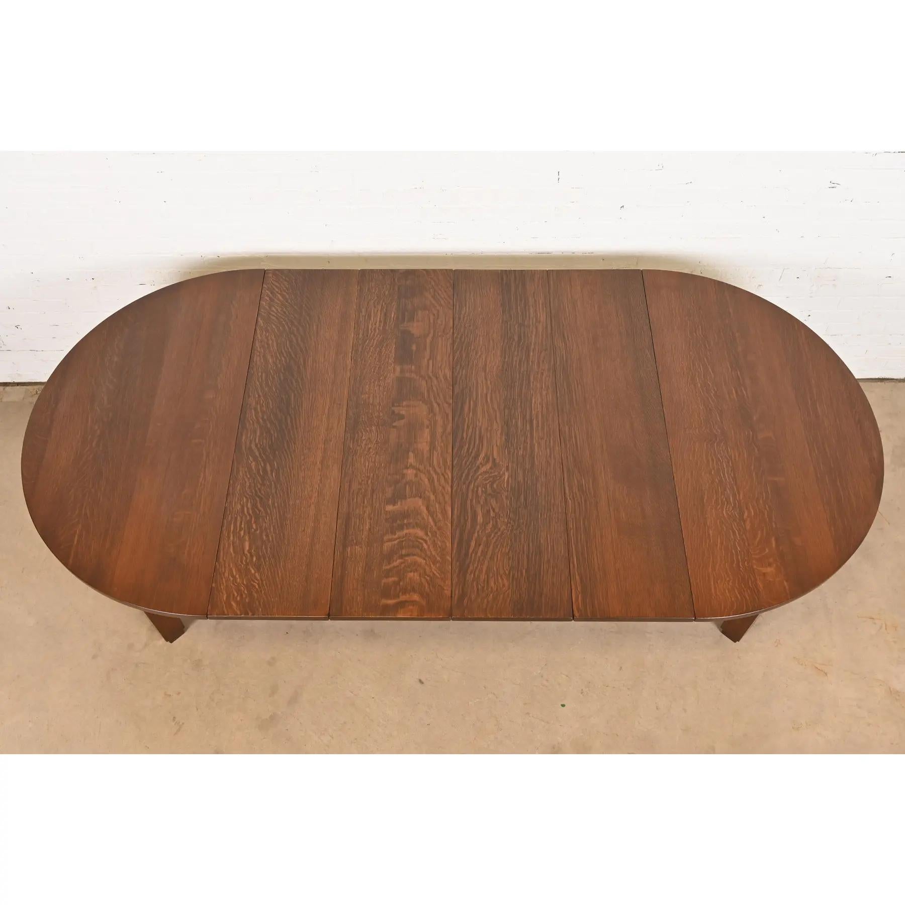 Table de salle à manger à rallonge Stickley Antique Mission Oak Arts & Craft, Circa 1910 en vente 4