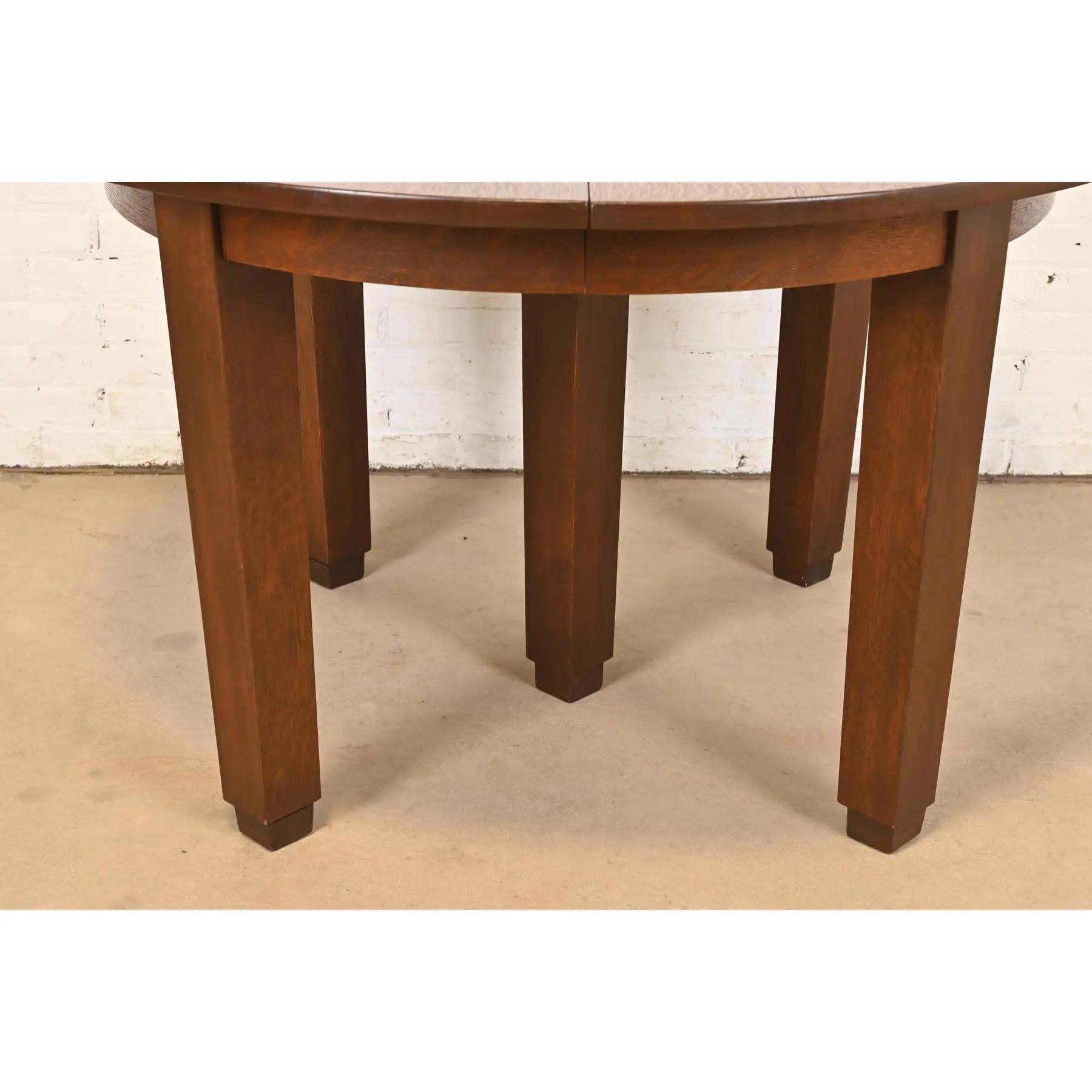 Table de salle à manger à rallonge Stickley Antique Mission Oak Arts & Craft, Circa 1910 en vente 5