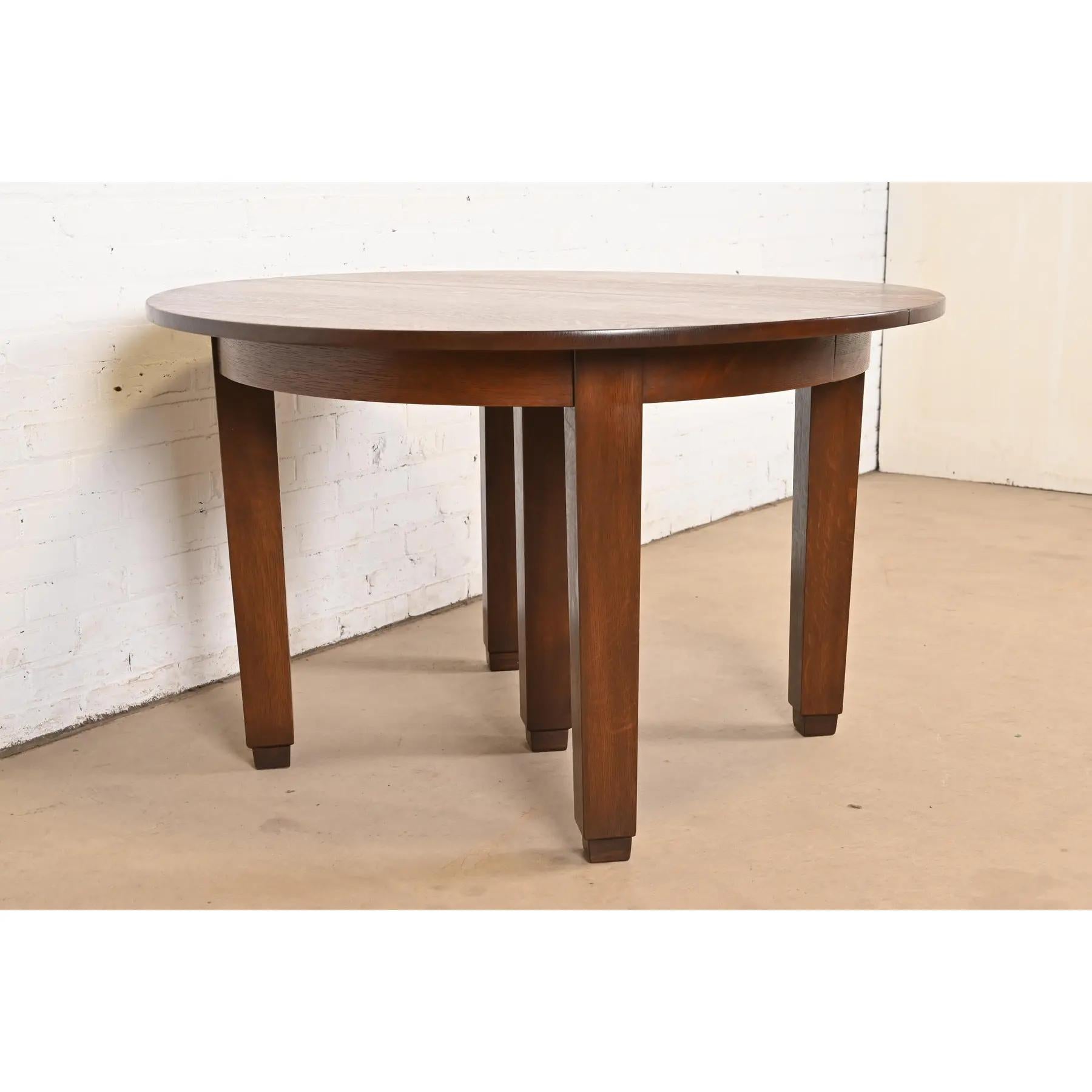 Début du 20ème siècle Table de salle à manger à rallonge Stickley Antique Mission Oak Arts & Craft, Circa 1910 en vente