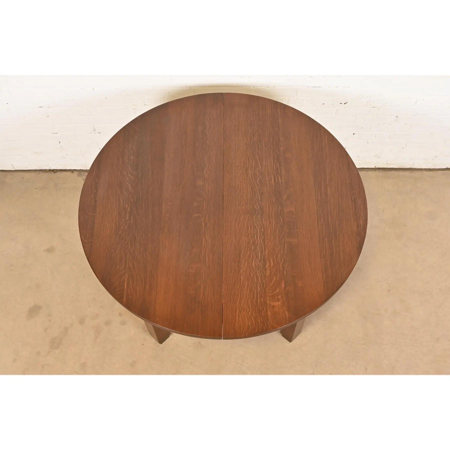 Chêne Table de salle à manger à rallonge Stickley Antique Mission Oak Arts & Craft, Circa 1910 en vente