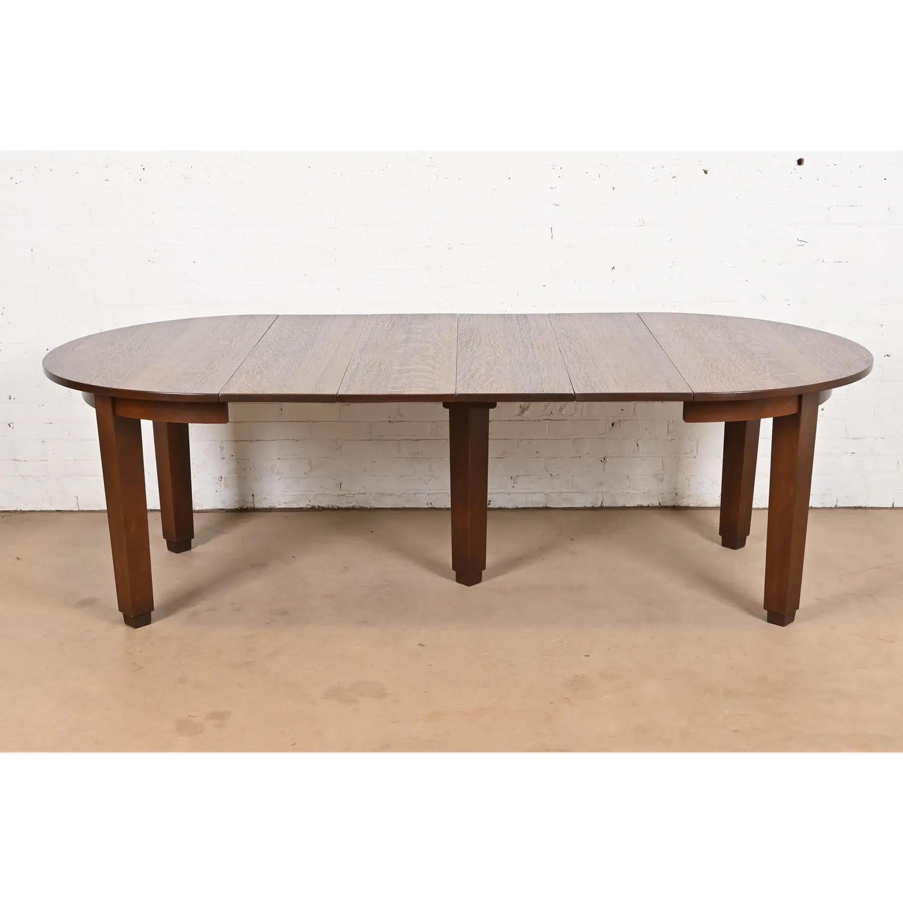 Table de salle à manger à rallonge Stickley Antique Mission Oak Arts & Craft, Circa 1910 en vente 2