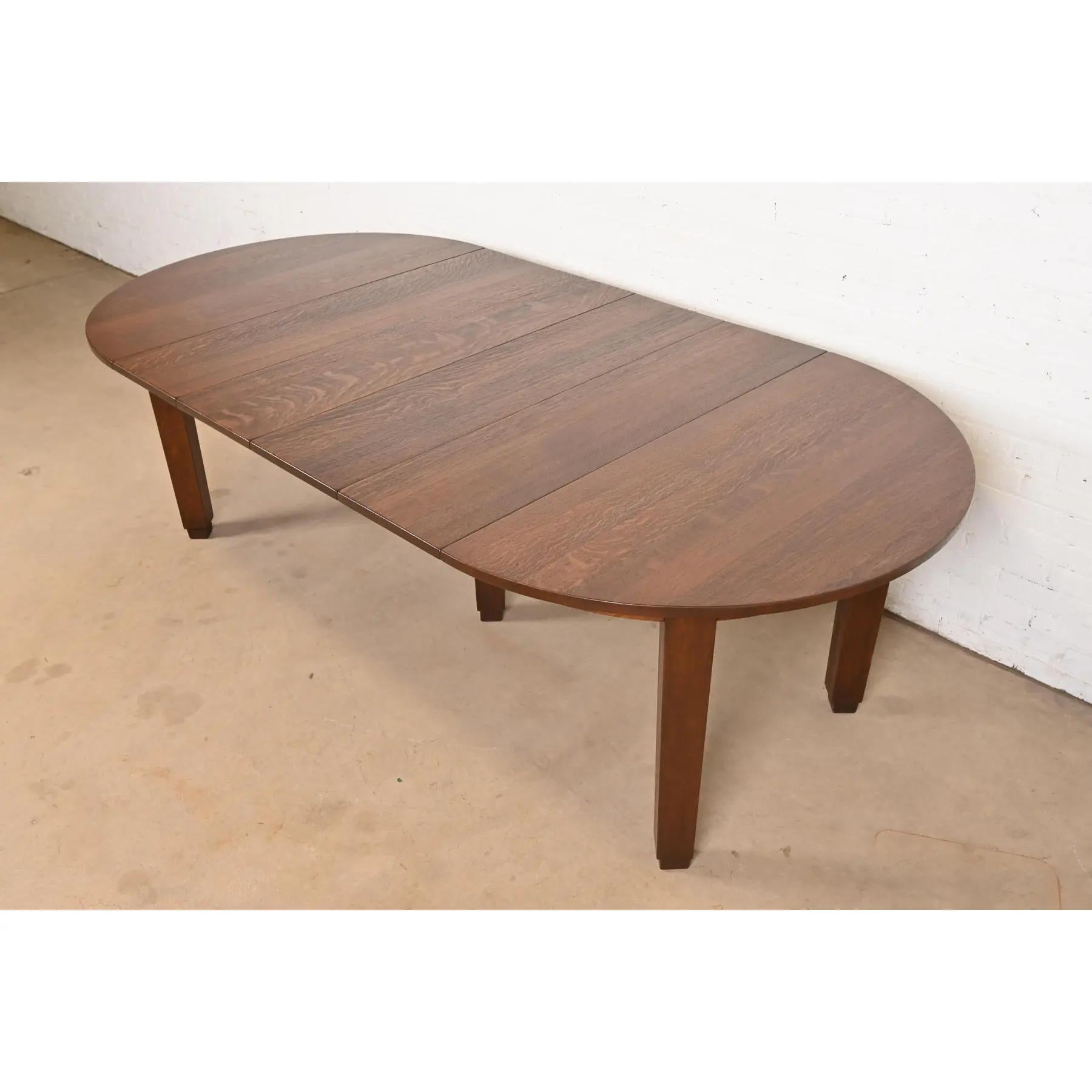 Table de salle à manger à rallonge Stickley Antique Mission Oak Arts & Craft, Circa 1910 en vente 3