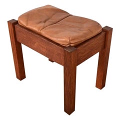 Stickley Antique Mission Oak Arts & Crafts Upholstered Footstool or Ottoman