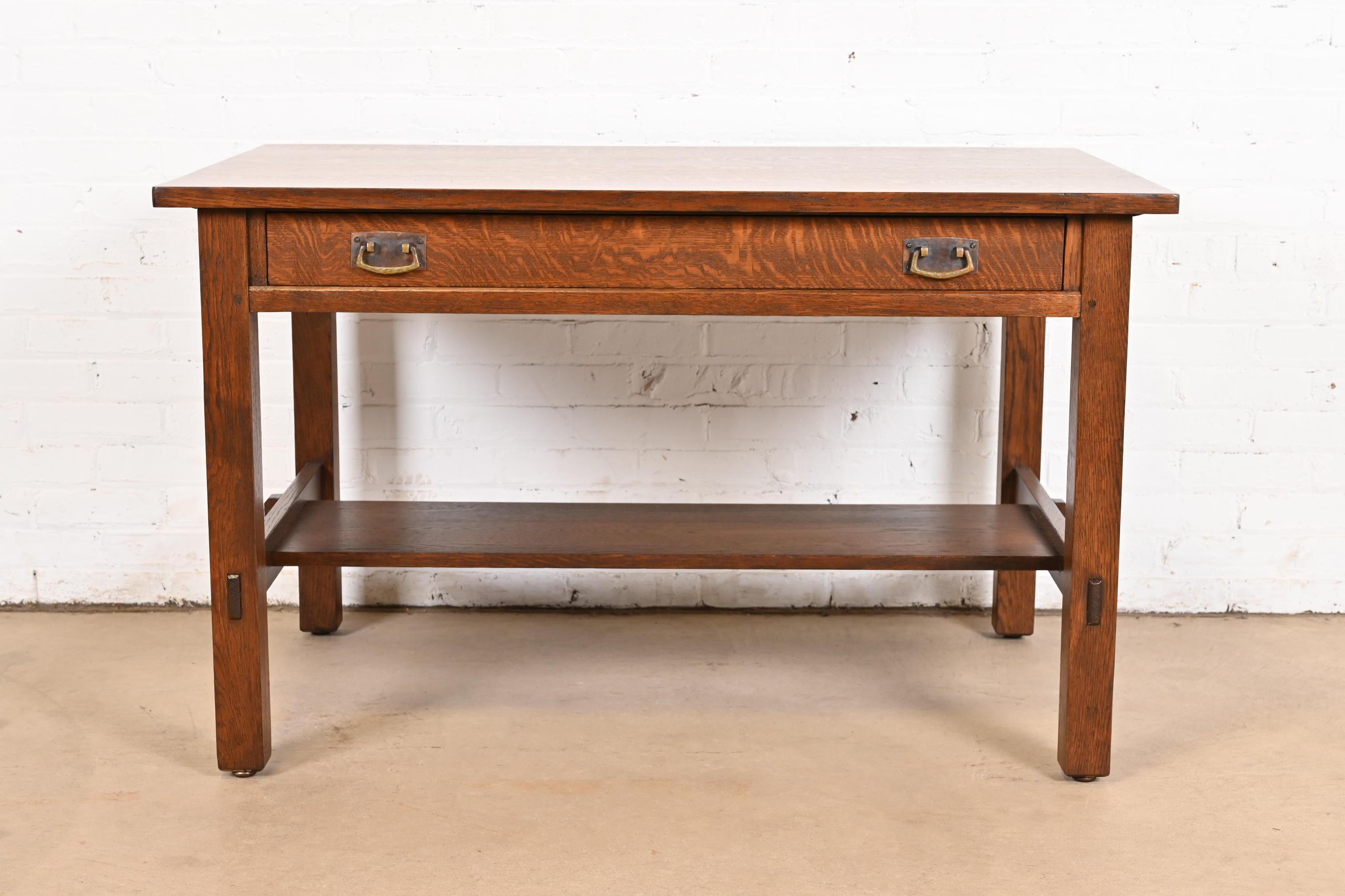 Escritorio o Mesa de Biblioteca Stickley Antique Mission Oak Arts & Crafts Estadounidense en venta