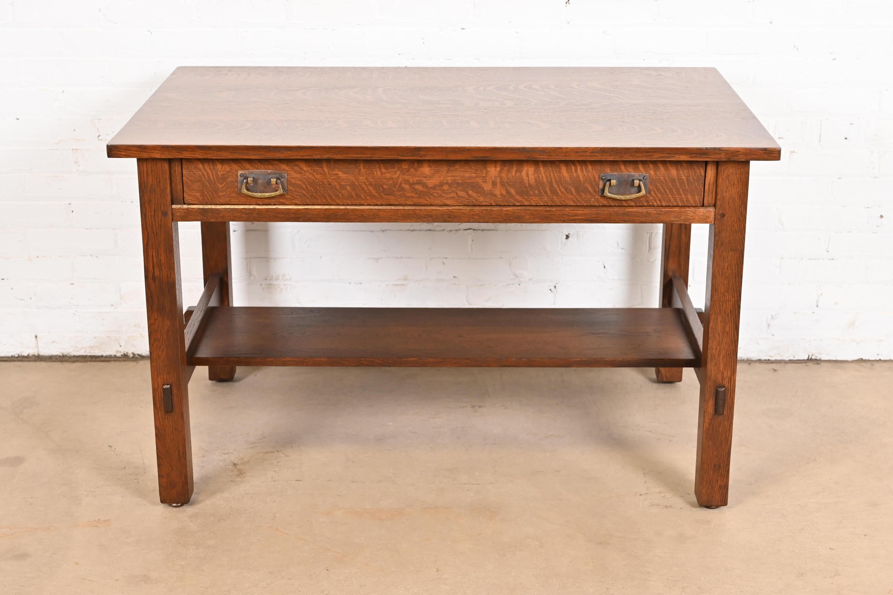 Escritorio o Mesa de Biblioteca Stickley Antique Mission Oak Arts & Crafts en Bueno estado para la venta en South Bend, IN