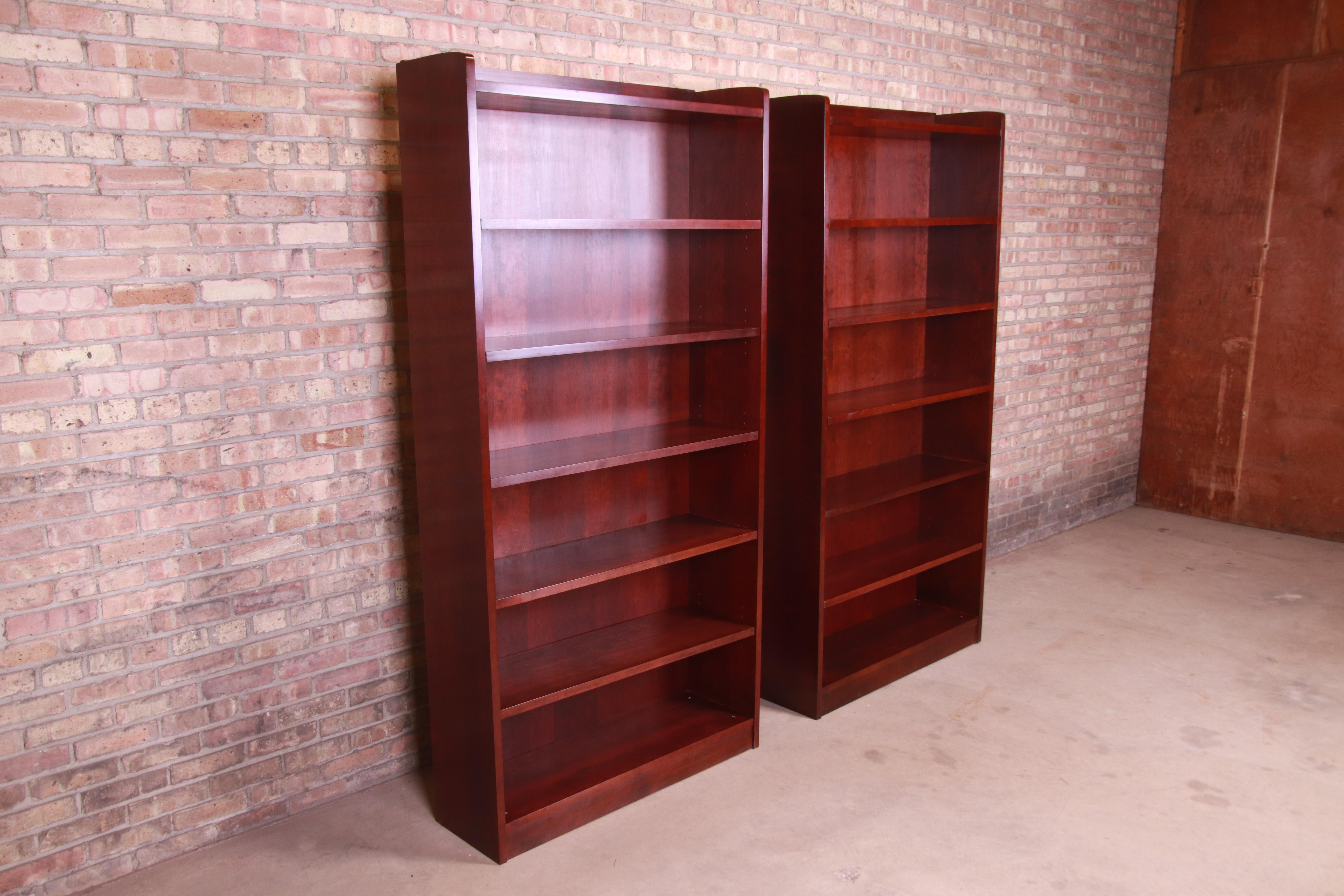 American Stickley Arts & Crafts Cherrywood Tall Bookcases, Pair