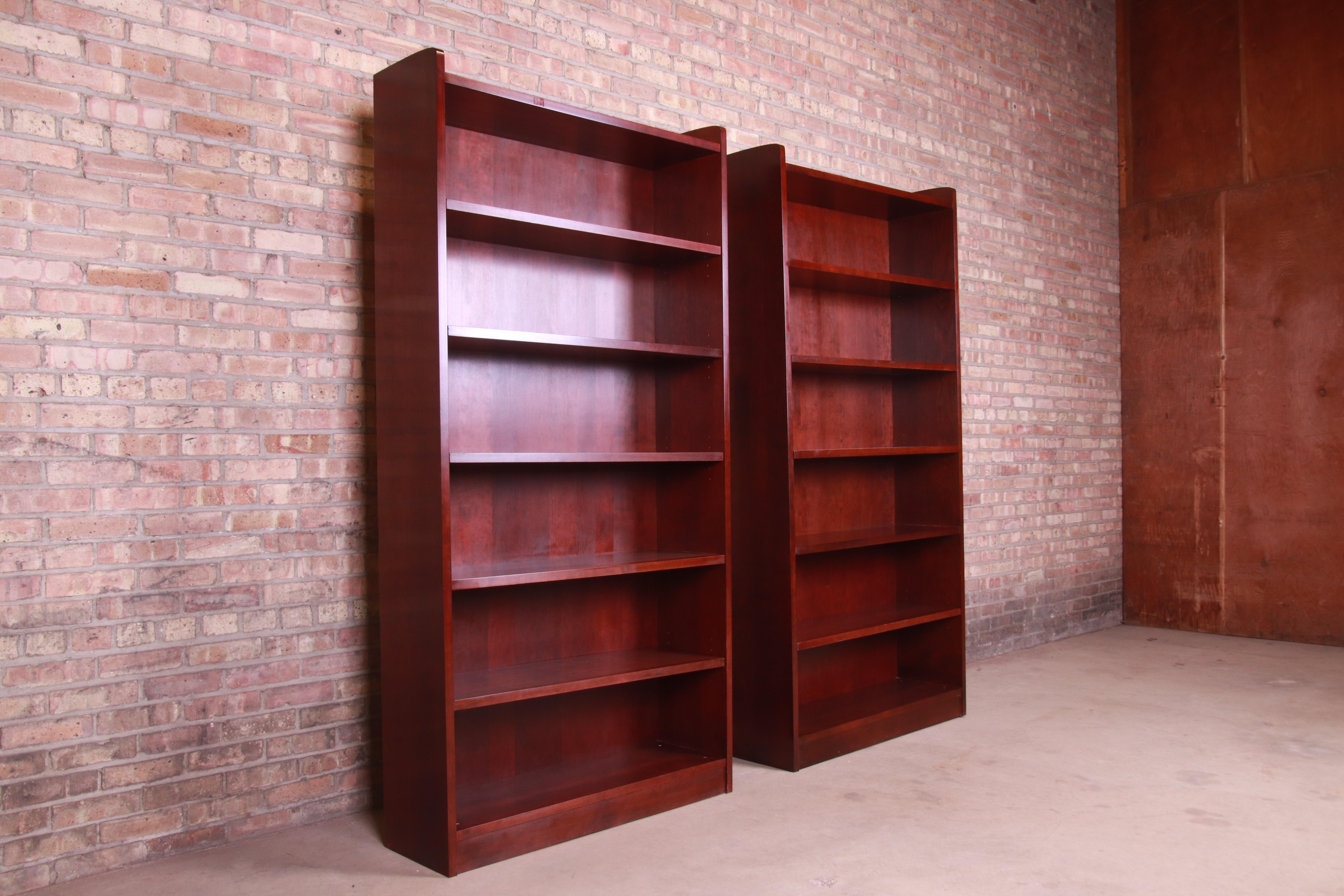 Stickley Arts & Crafts Cherrywood Tall Bookcases, Pair In Good Condition In South Bend, IN