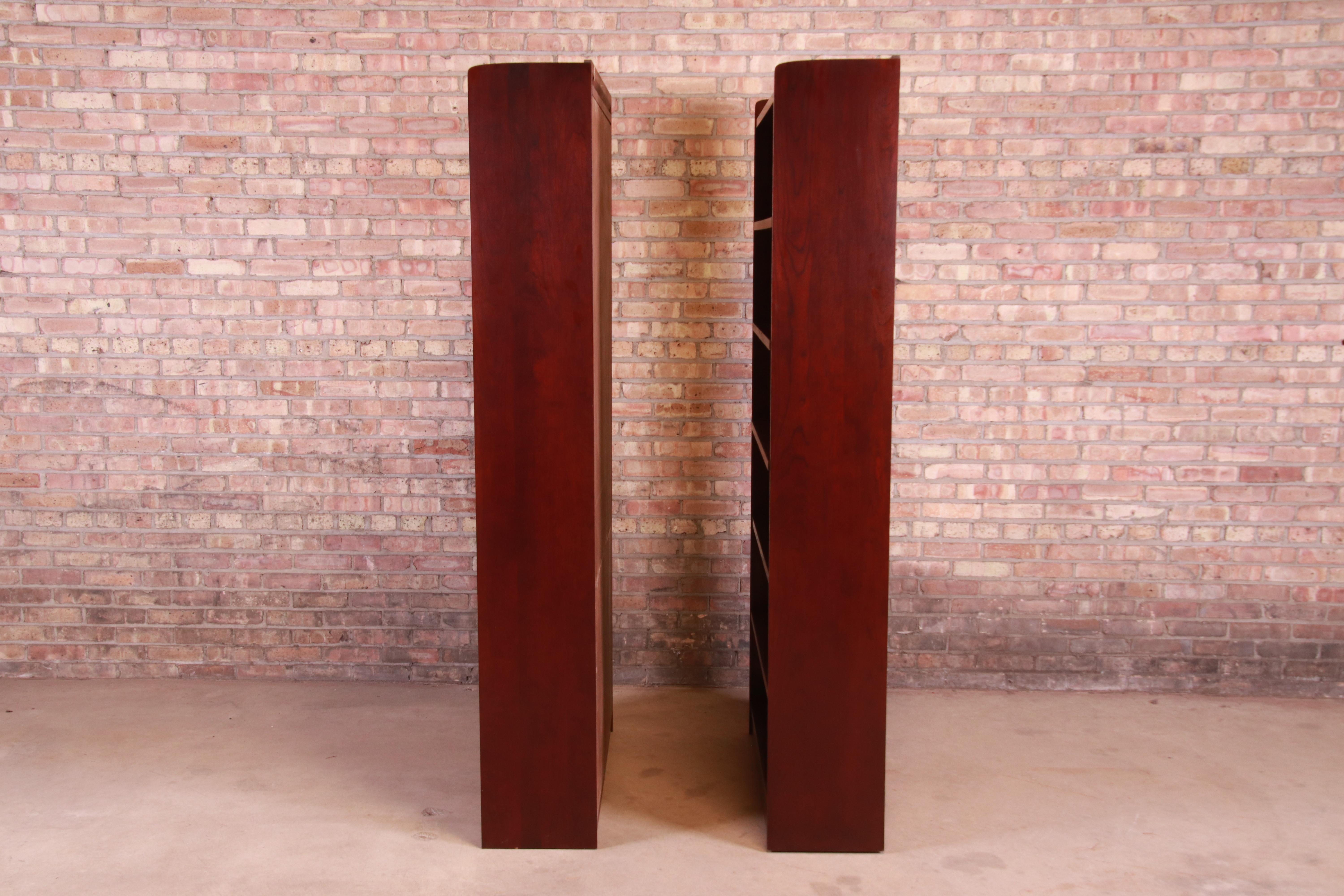 Stickley Arts & Crafts Cherrywood Tall Bookcases, Pair 1