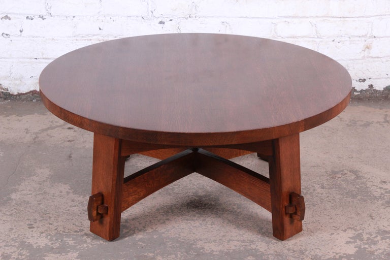 Stickley Arts and Crafts Solid Oak Coffee Table at 1stDibs