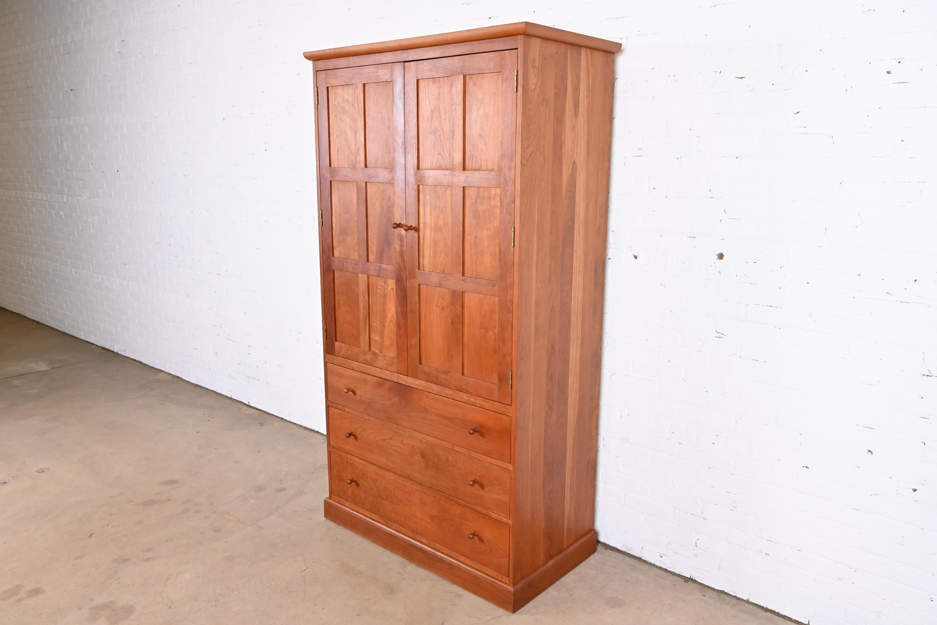 American Stickley Arts & Crafts Cherry Wood Armoire Dresser