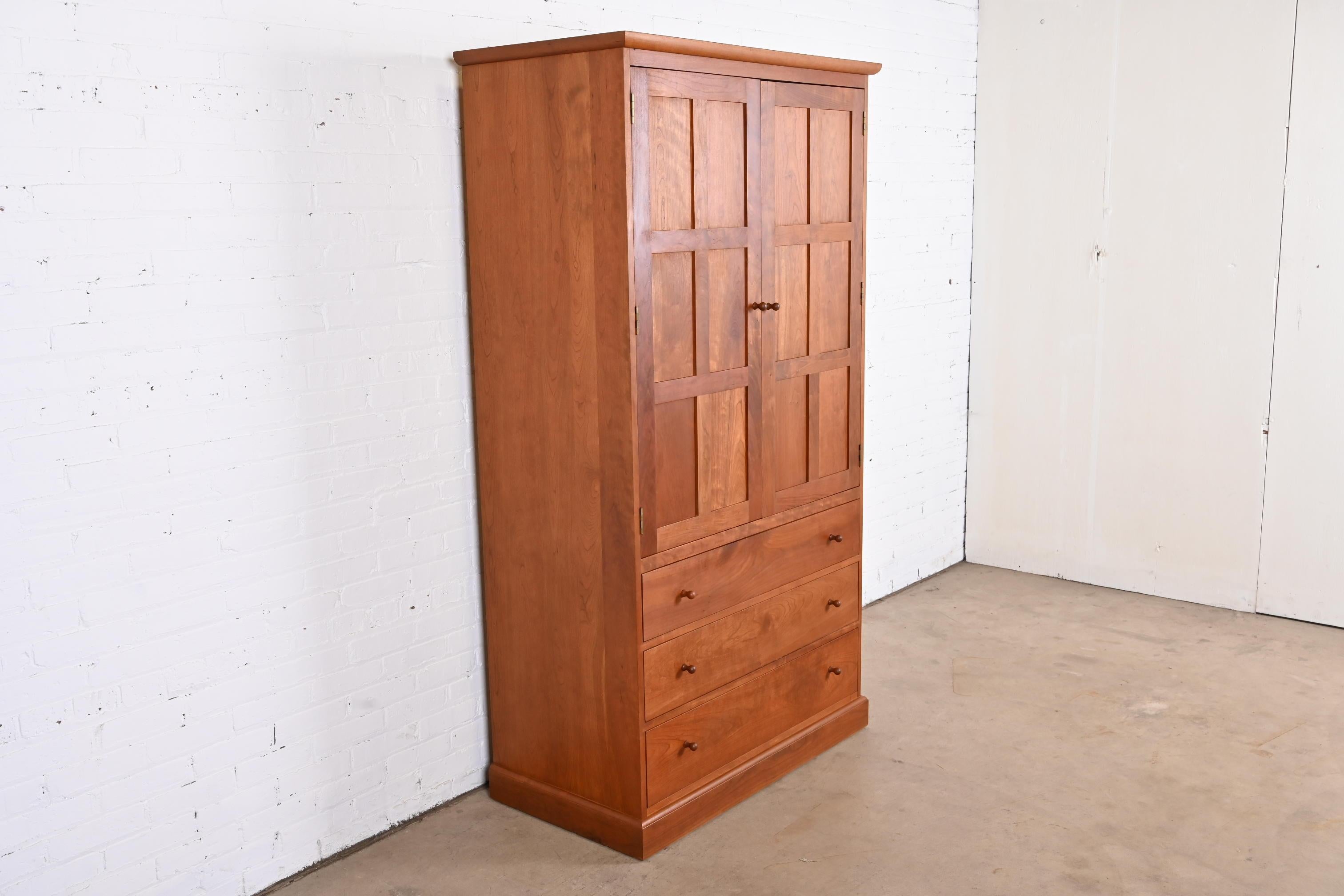 20th Century Stickley Arts & Crafts Cherry Wood Armoire Dresser