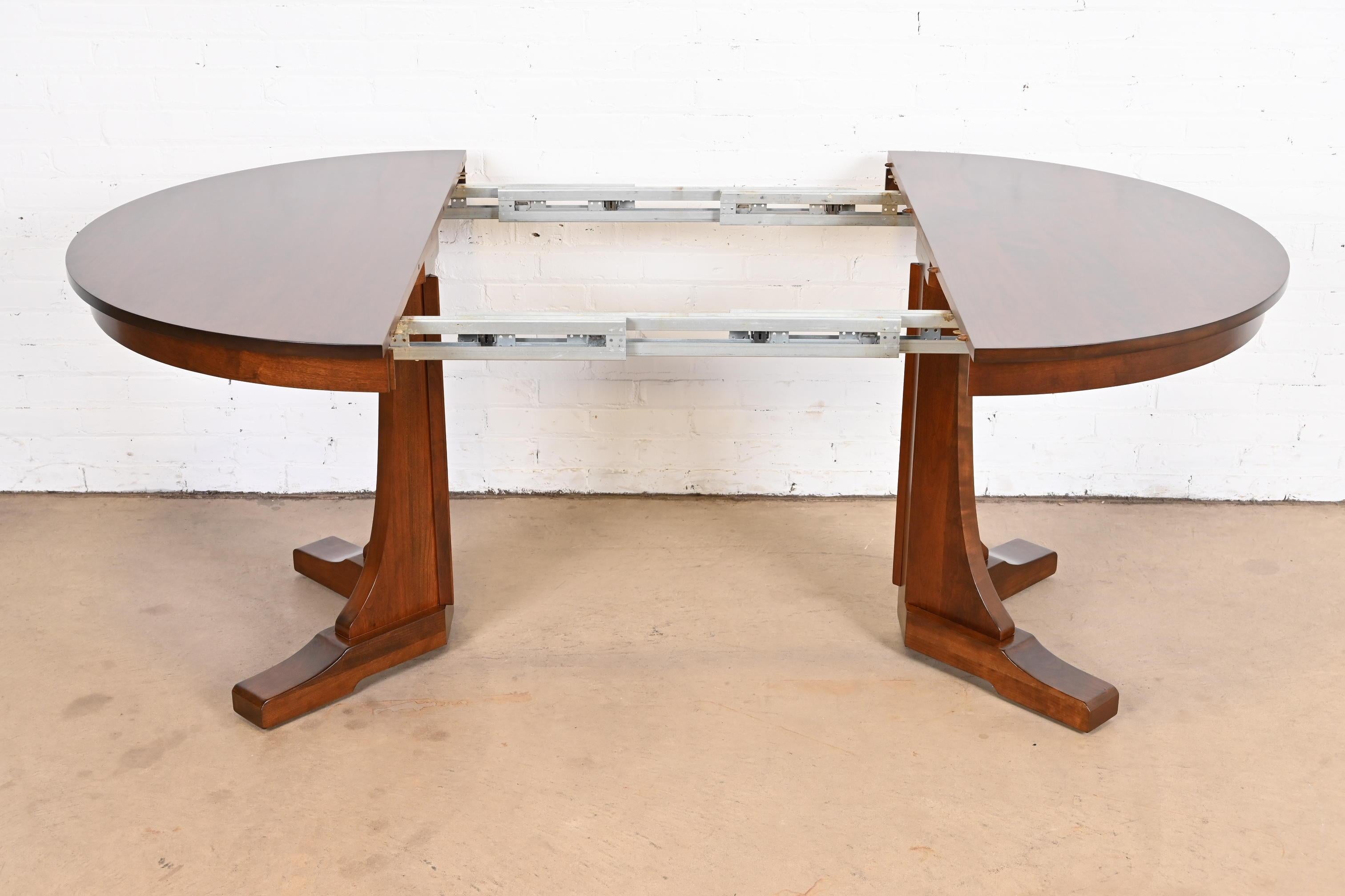 Stickley Arts & Crafts Cherry Wood Extension Pedestal Dining Table, Refinished 4