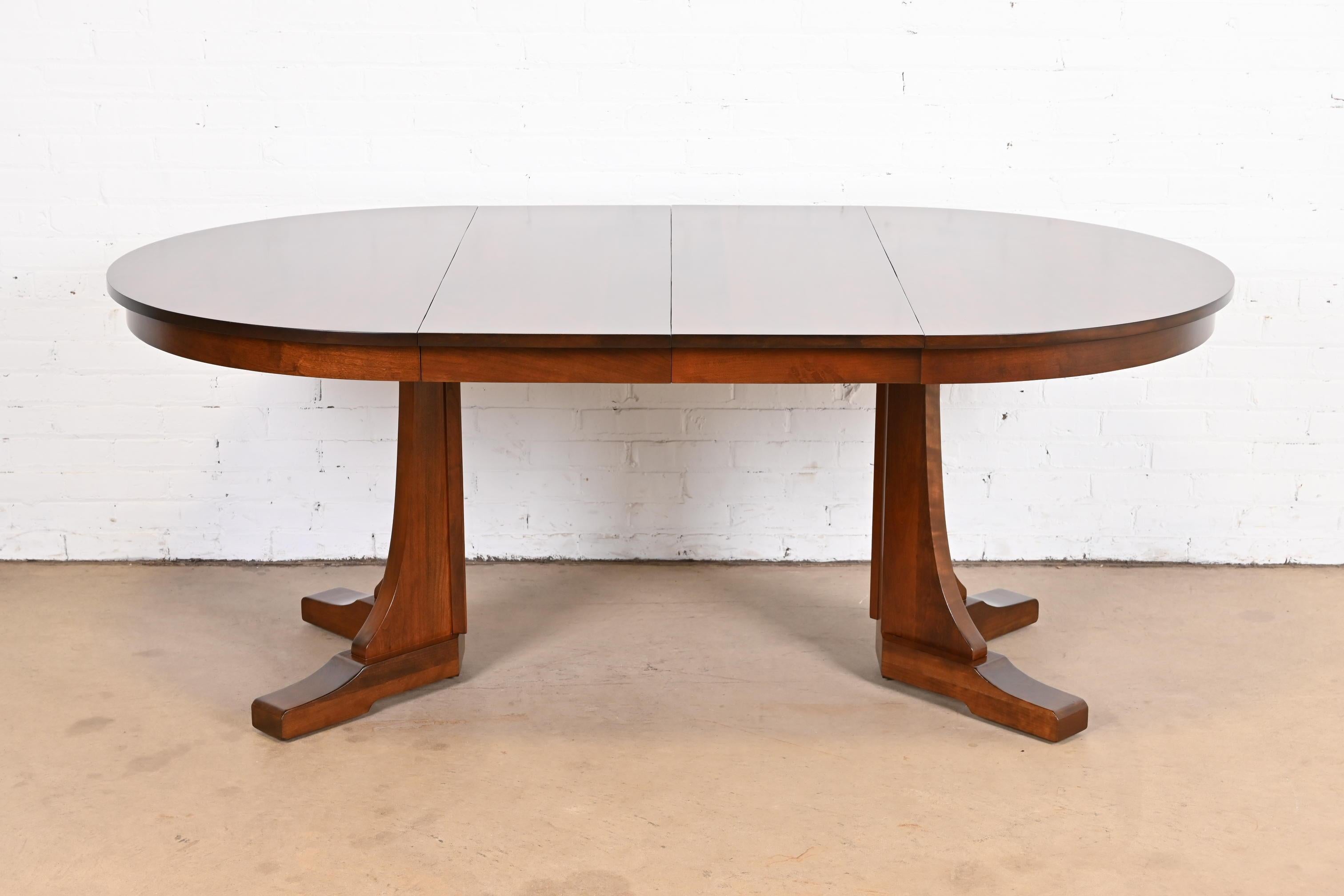 Stickley Arts & Crafts Cherry Wood Extension Pedestal Dining Table, Refinished 5