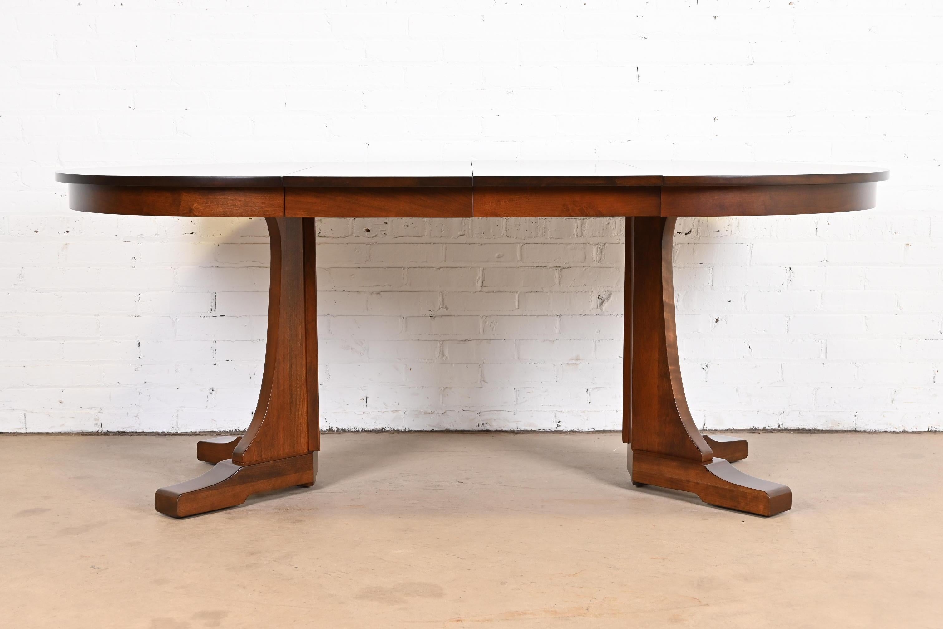Stickley Arts & Crafts Cherry Wood Extension Pedestal Dining Table, Refinished 6