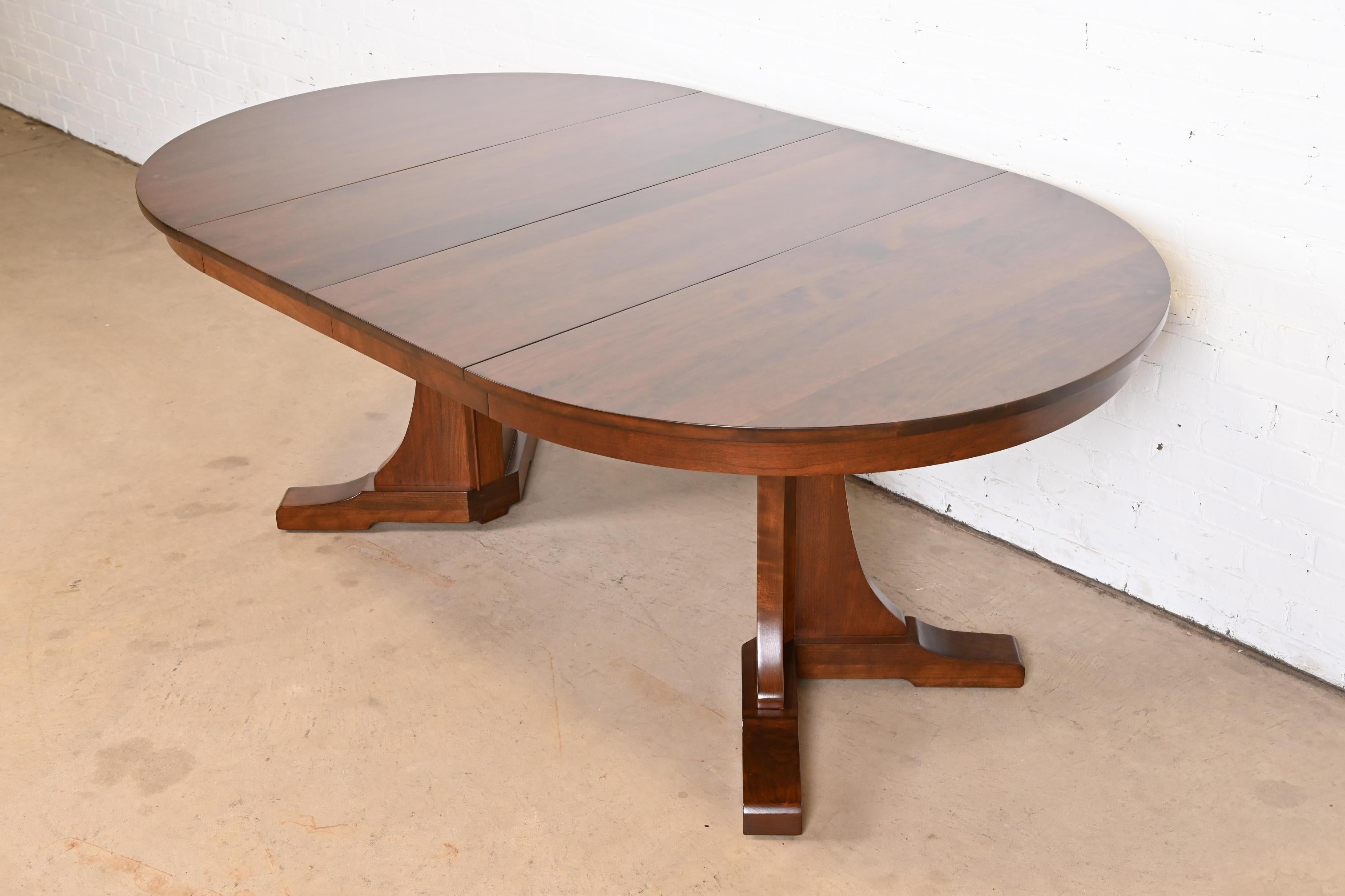 Stickley Arts & Crafts Cherry Wood Extension Pedestal Dining Table, Refinished 7