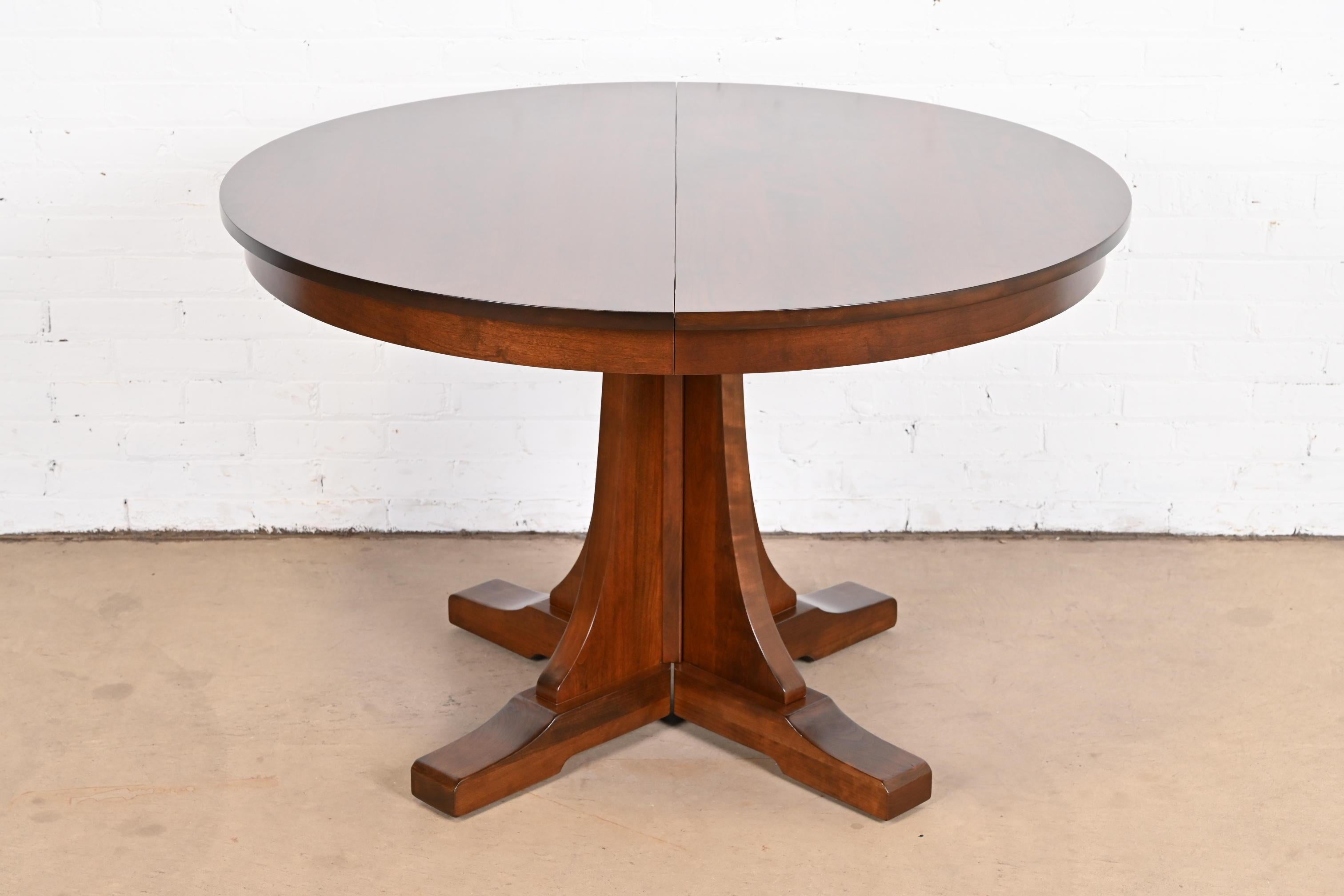 Arts and Crafts Stickley Arts & Crafts Cherry Wood Extension Pedestal Dining Table, Refinished