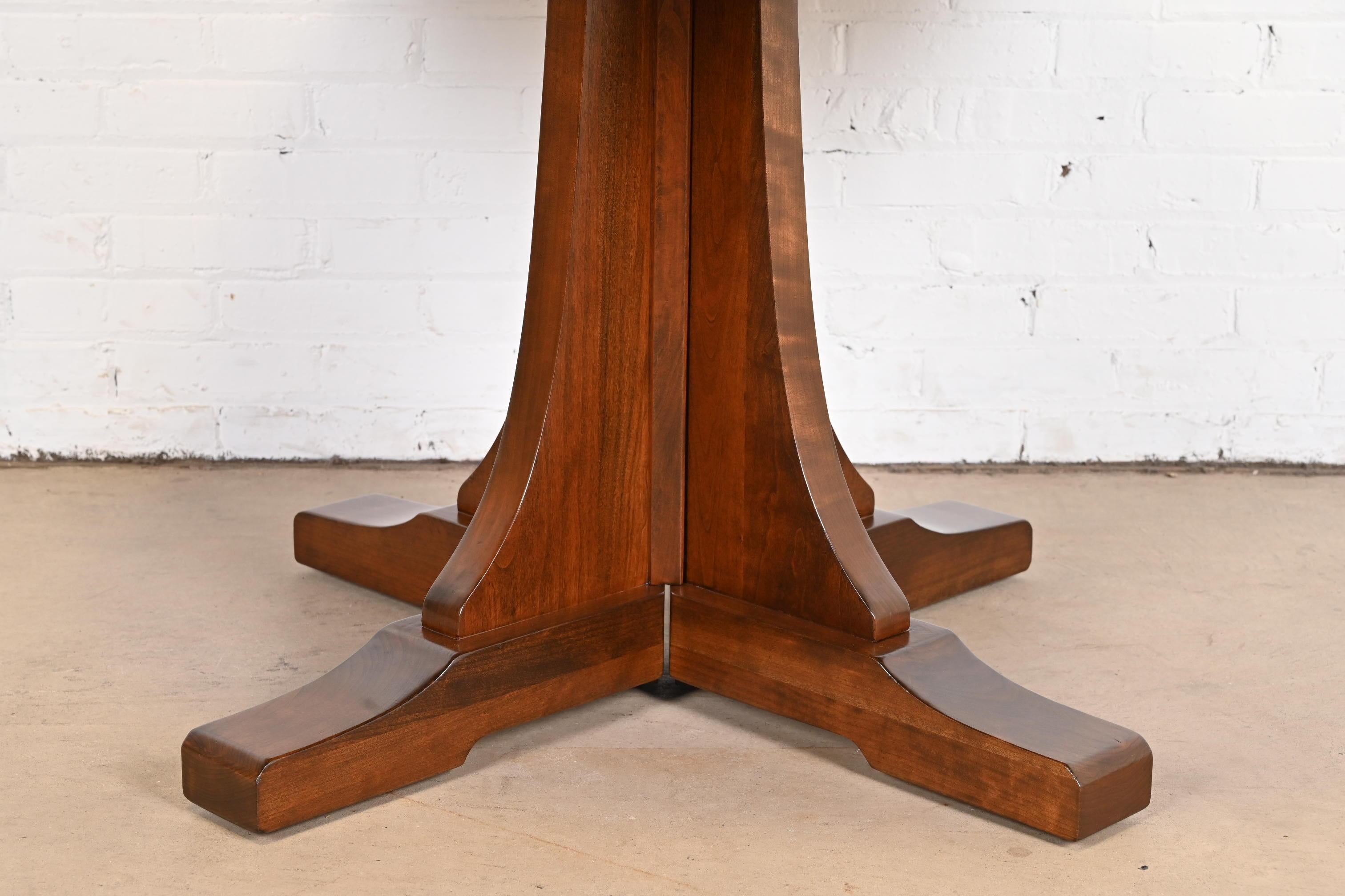 Stickley Arts & Crafts Cherry Wood Extension Pedestal Dining Table, Refinished 3