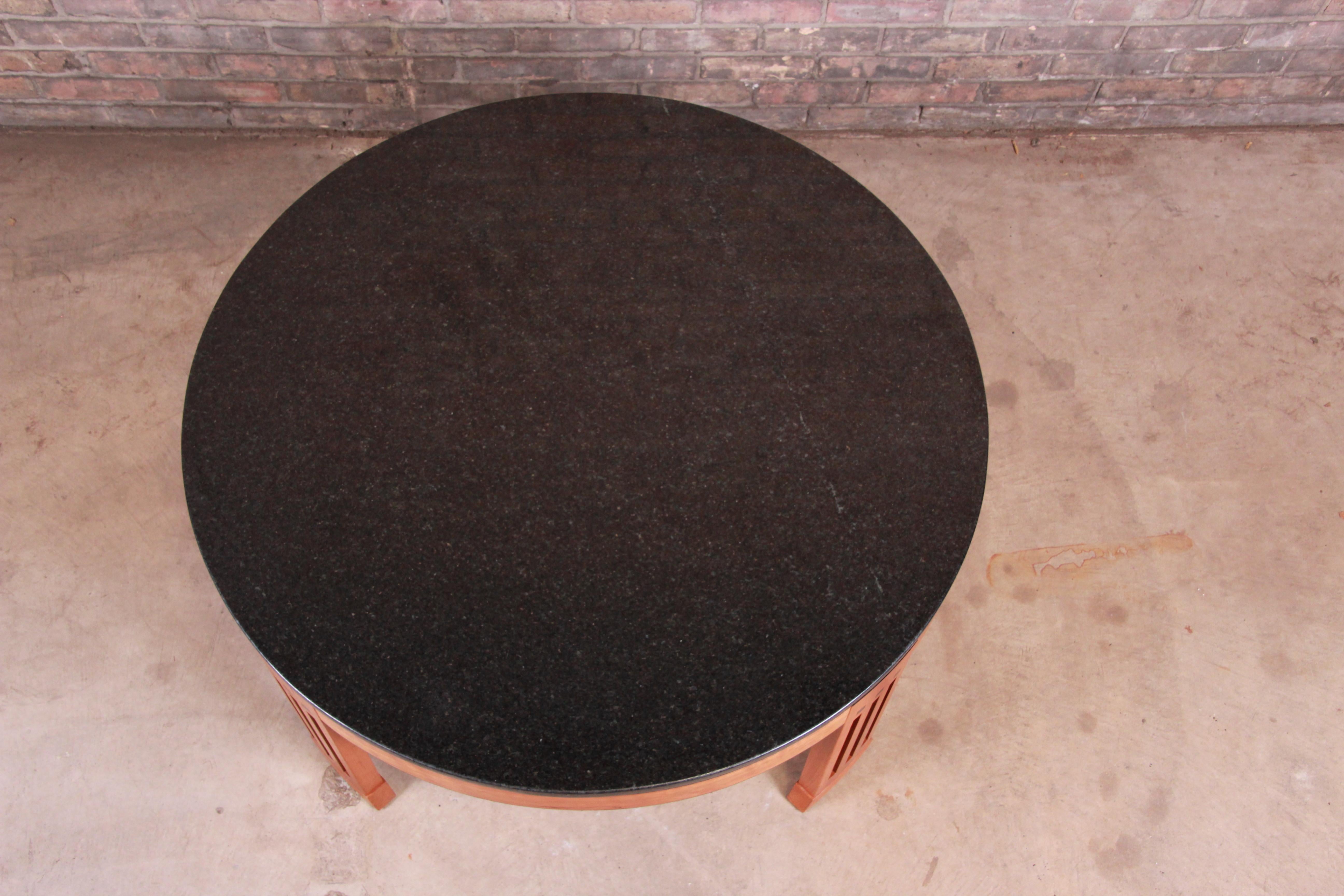 Stickley Arts & Crafts Cherrywood Granite Top Coffee Table In Good Condition In South Bend, IN