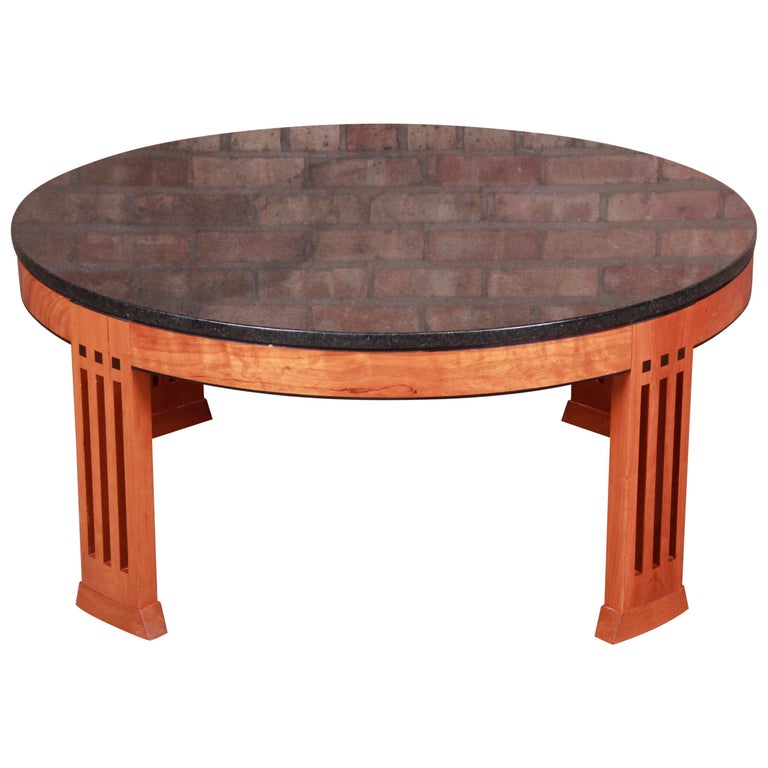 Stickley Arts and Crafts Cherrywood Granite Top Coffee Table at 1stDibs