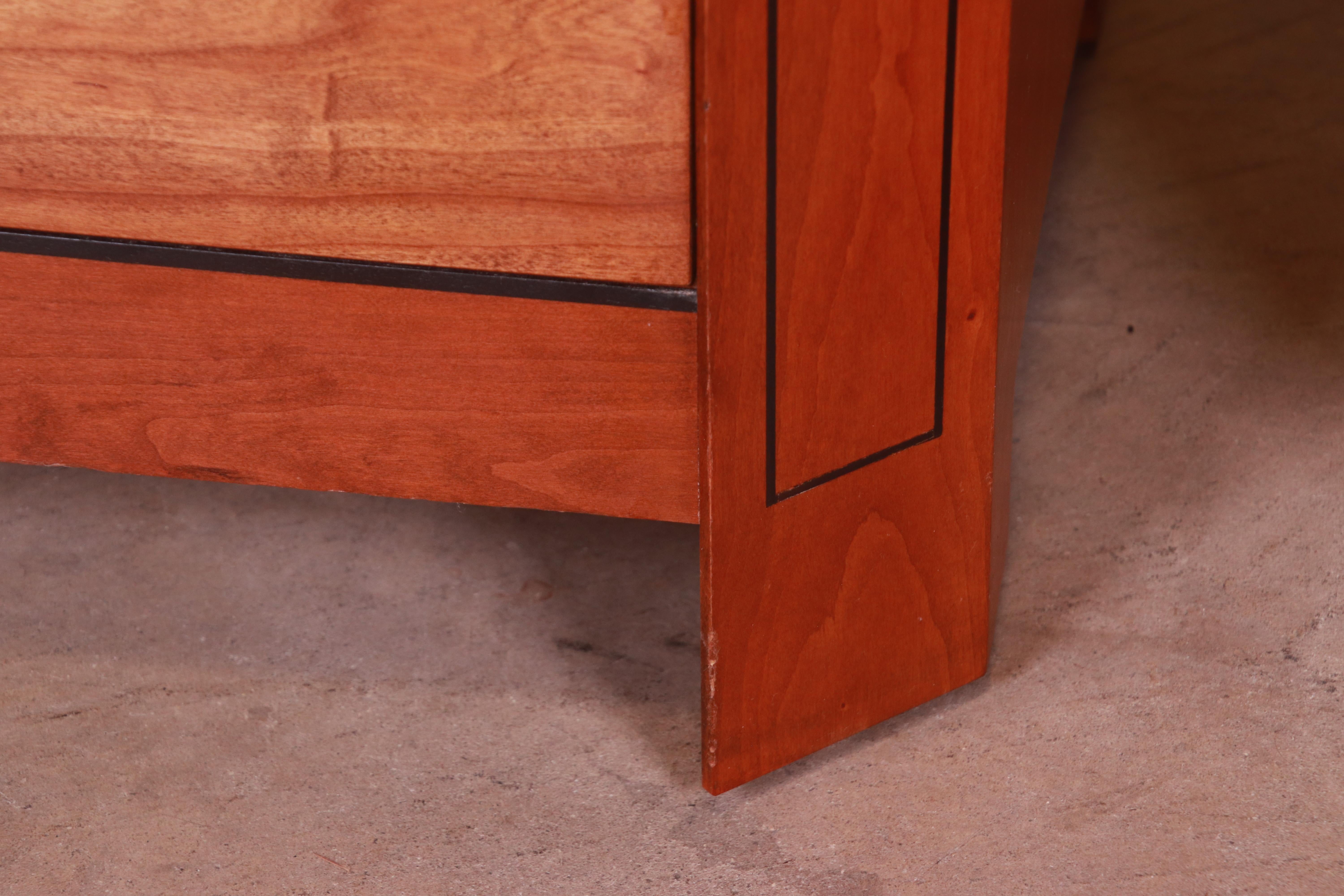 Stickley Arts & Crafts Cherry Wood Granite Top Nightstands, Pair 4