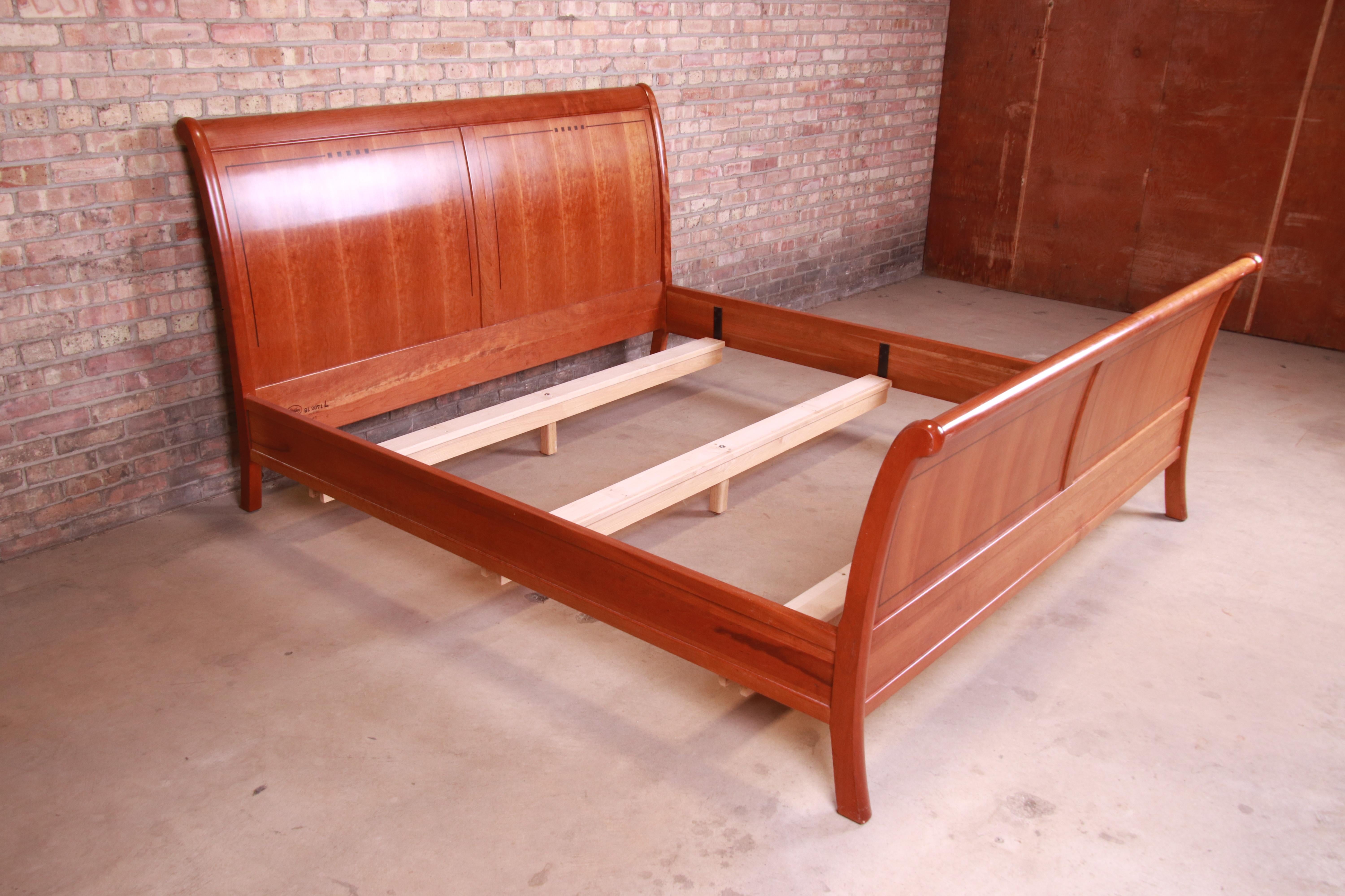 cherry wood sleigh bed king