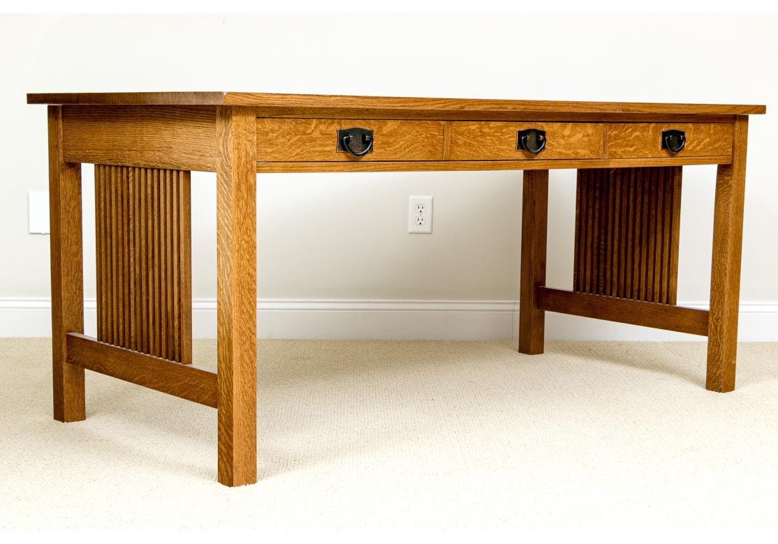 Arts and Crafts Stickley Arts & Crafts Mission Collection Oak Spindle Desk With Hutch