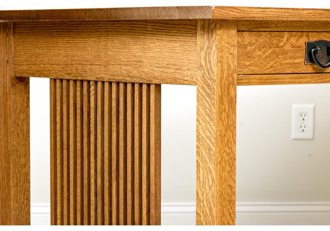 American Stickley Arts & Crafts Mission Collection Oak Spindle Desk With Hutch