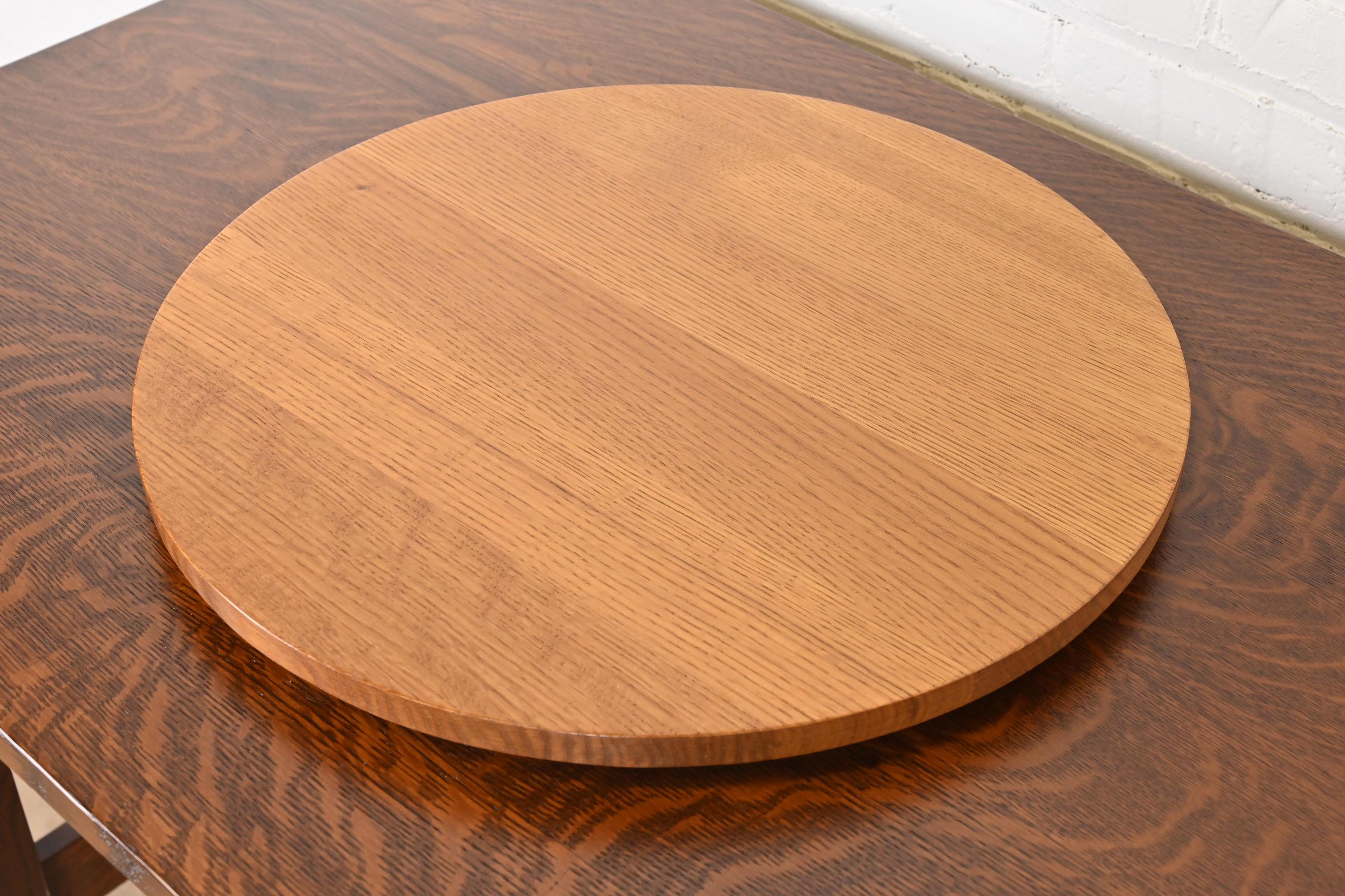 Arts and Crafts Stickley Arts & Crafts Oak Round Rotating Lazy Susan Serving Tray For Sale