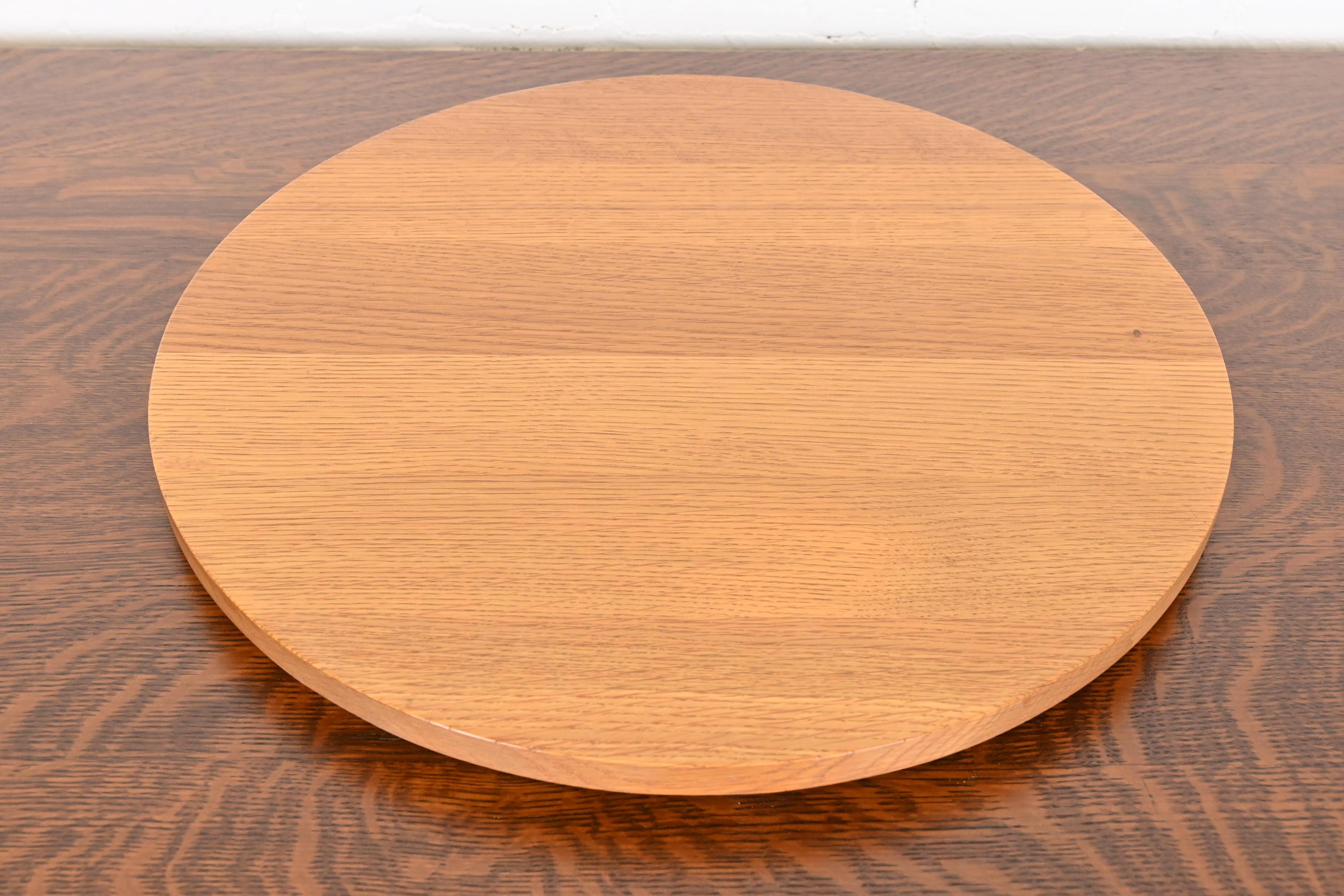 Late 20th Century Stickley Arts & Crafts Oak Round Rotating Lazy Susan Serving Tray For Sale