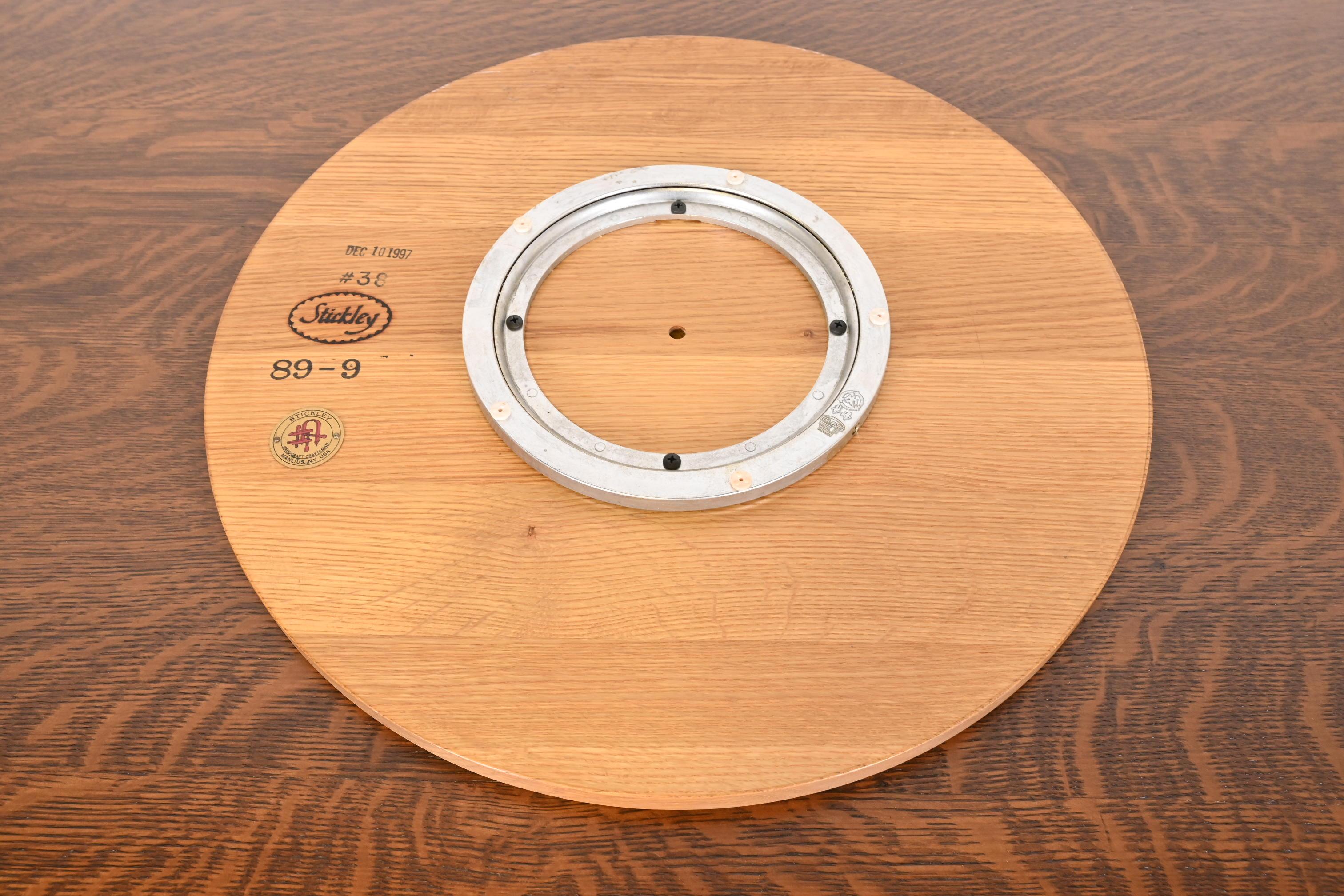 Stickley Arts & Crafts Oak Round Rotating Lazy Susan Serving Tray For Sale 1