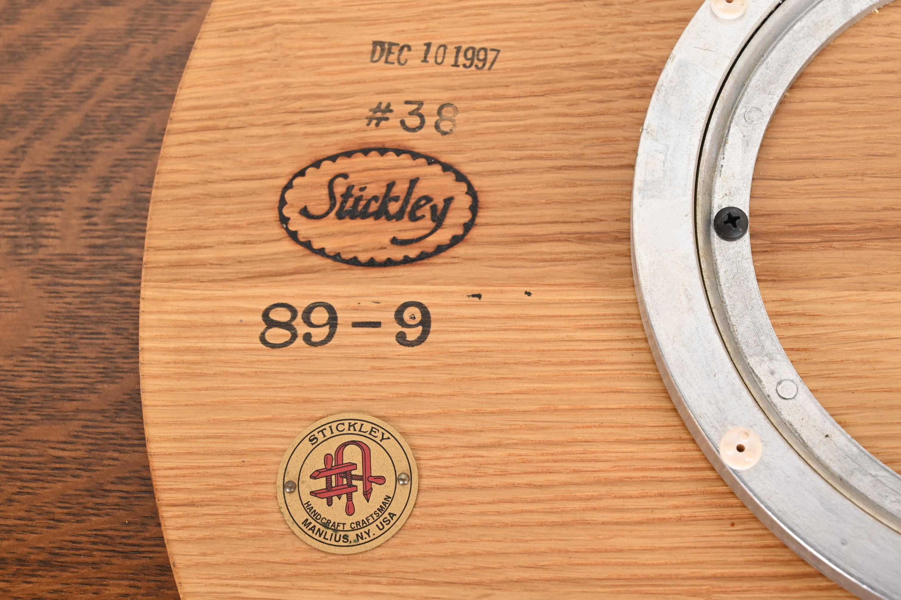 Stickley Arts & Crafts Oak Round Rotating Lazy Susan Serving Tray For Sale 2