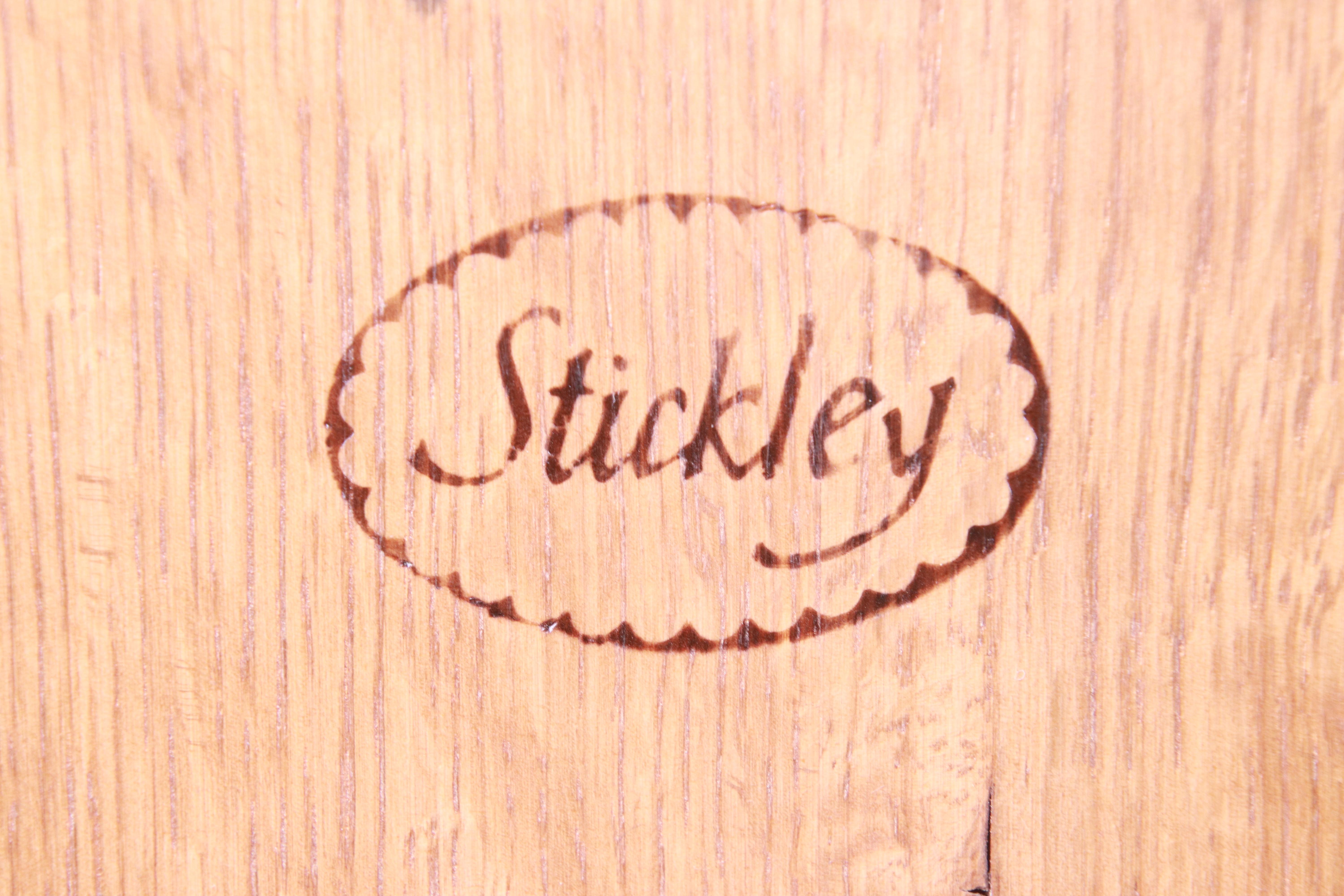 Stickley Arts & Crafts Solid Oak Trestle Base Extension Dining Table 12