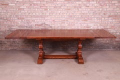 Stickley Arts & Crafts Solid Oak Trestle Base Harvest Dining Table