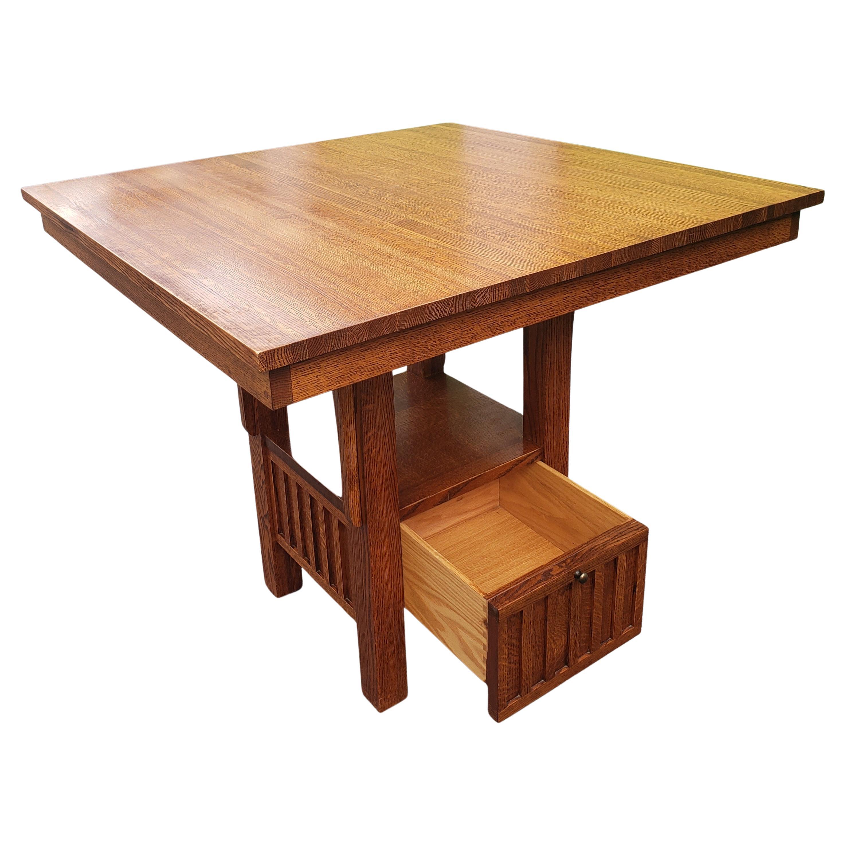 Arts and Crafts Stickley Attributed Quatersawn Mission Oak High Top Dining Table