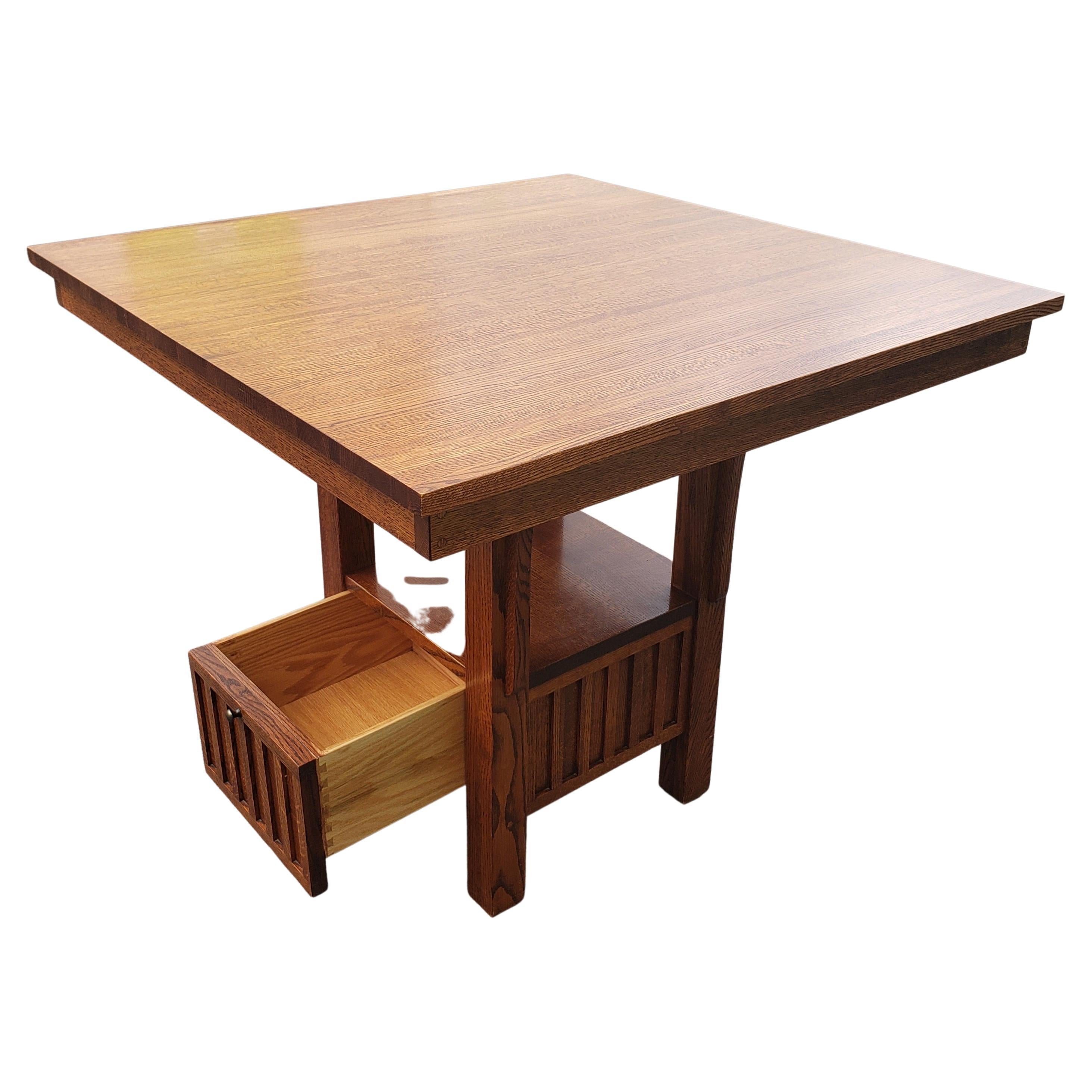 American Stickley Attributed Quatersawn Mission Oak High Top Dining Table