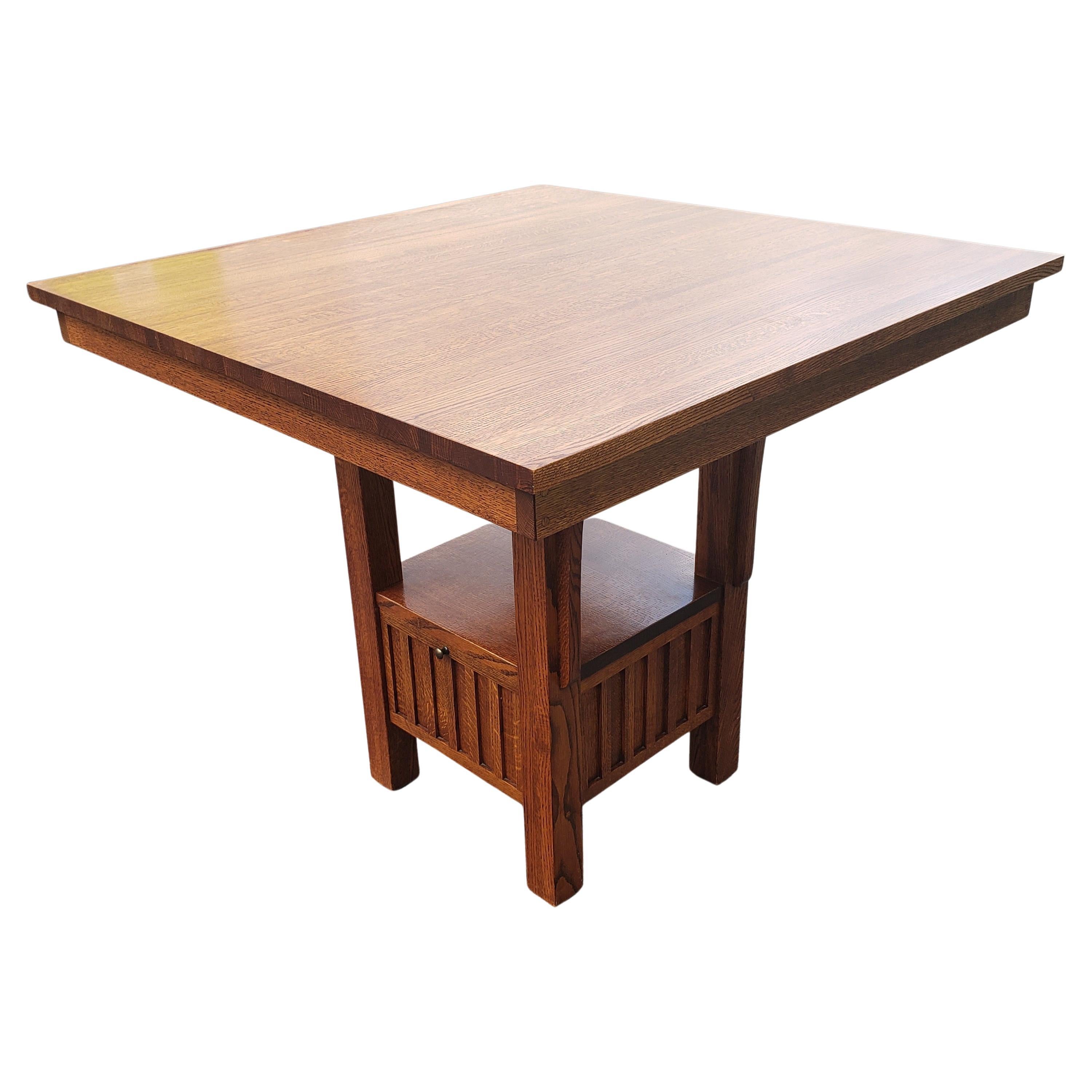 Woodwork Stickley Attributed Quatersawn Mission Oak High Top Dining Table