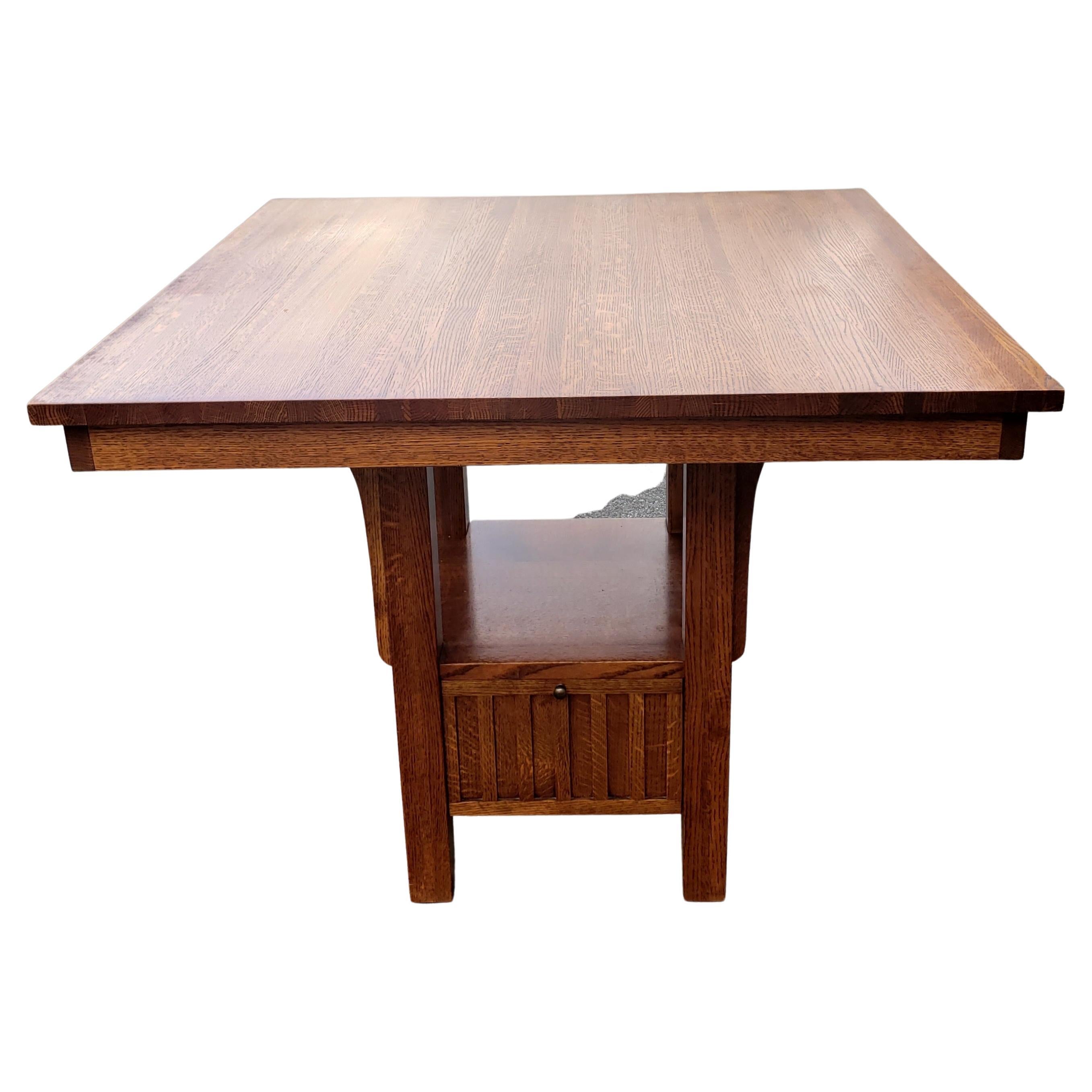 20th Century Stickley Attributed Quatersawn Mission Oak High Top Dining Table