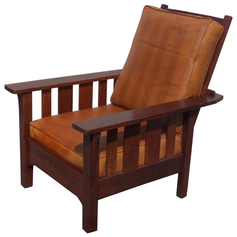 Stickley Bros. Attributed Slatted Morris Chair For Sale at 1stDibs