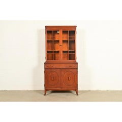 Stickley Brothers Antique Art Deco Maple Breakfront Bookcase Cabinet, Circa 1920