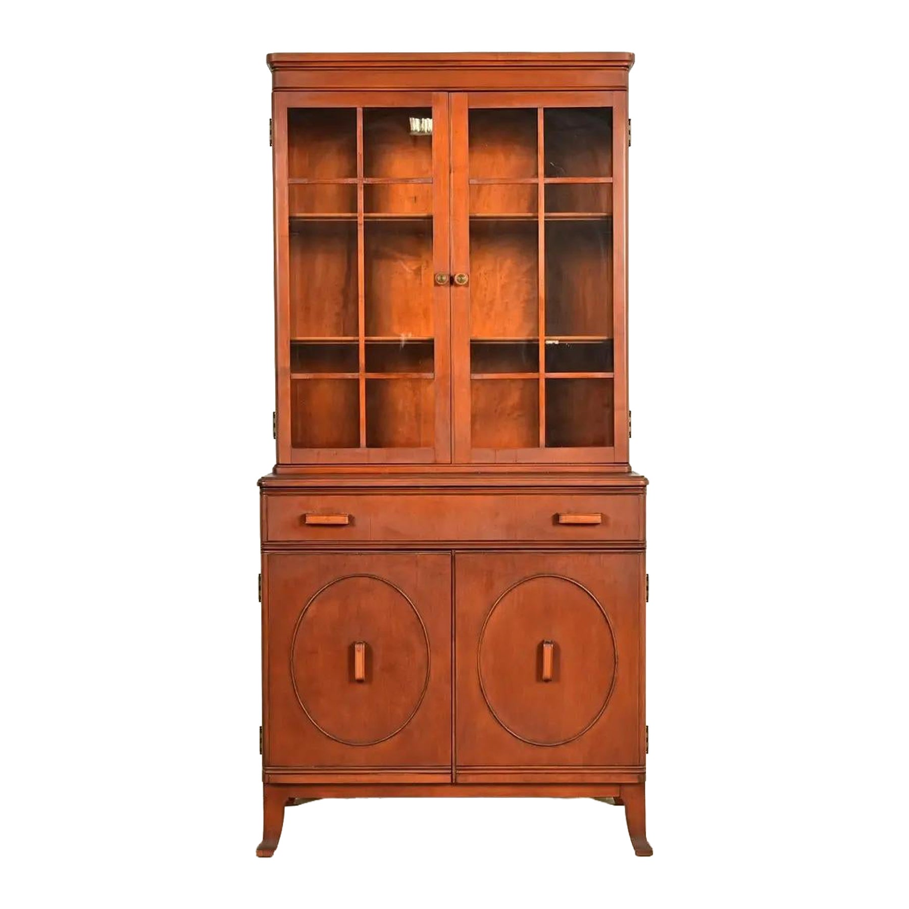 Stickley Brothers Antike Art Deco Ahorn Breakfront Bücherregal Schrank, CIRCA 1920 im Angebot