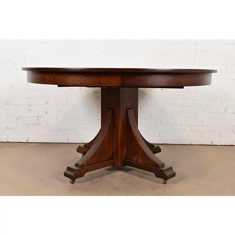 Arts and Crafts Table de salle à manger à rallonge ancienne de style Arts & Crafts de Stickley Brothers, nouvellement repeinte en vente