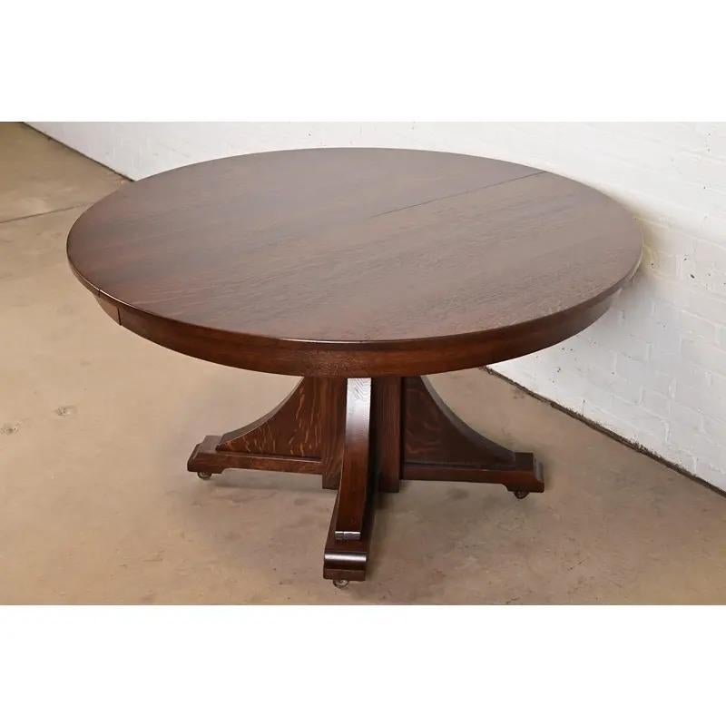 Américain Table de salle à manger à rallonge ancienne de style Arts & Crafts de Stickley Brothers, nouvellement repeinte en vente