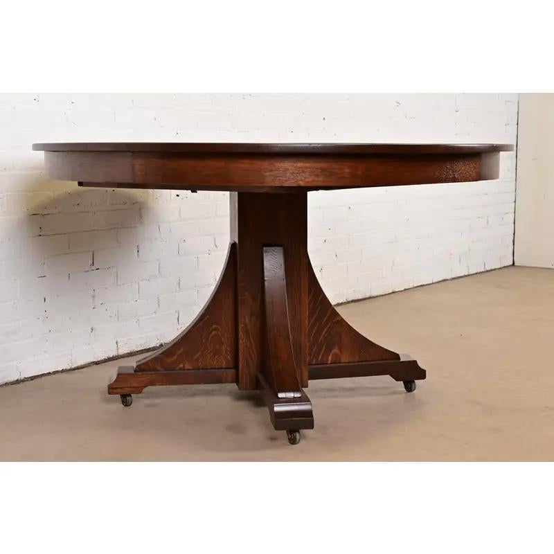 Table de salle à manger à rallonge ancienne de style Arts & Crafts de Stickley Brothers, nouvellement repeinte Bon état - En vente à South Bend, IN